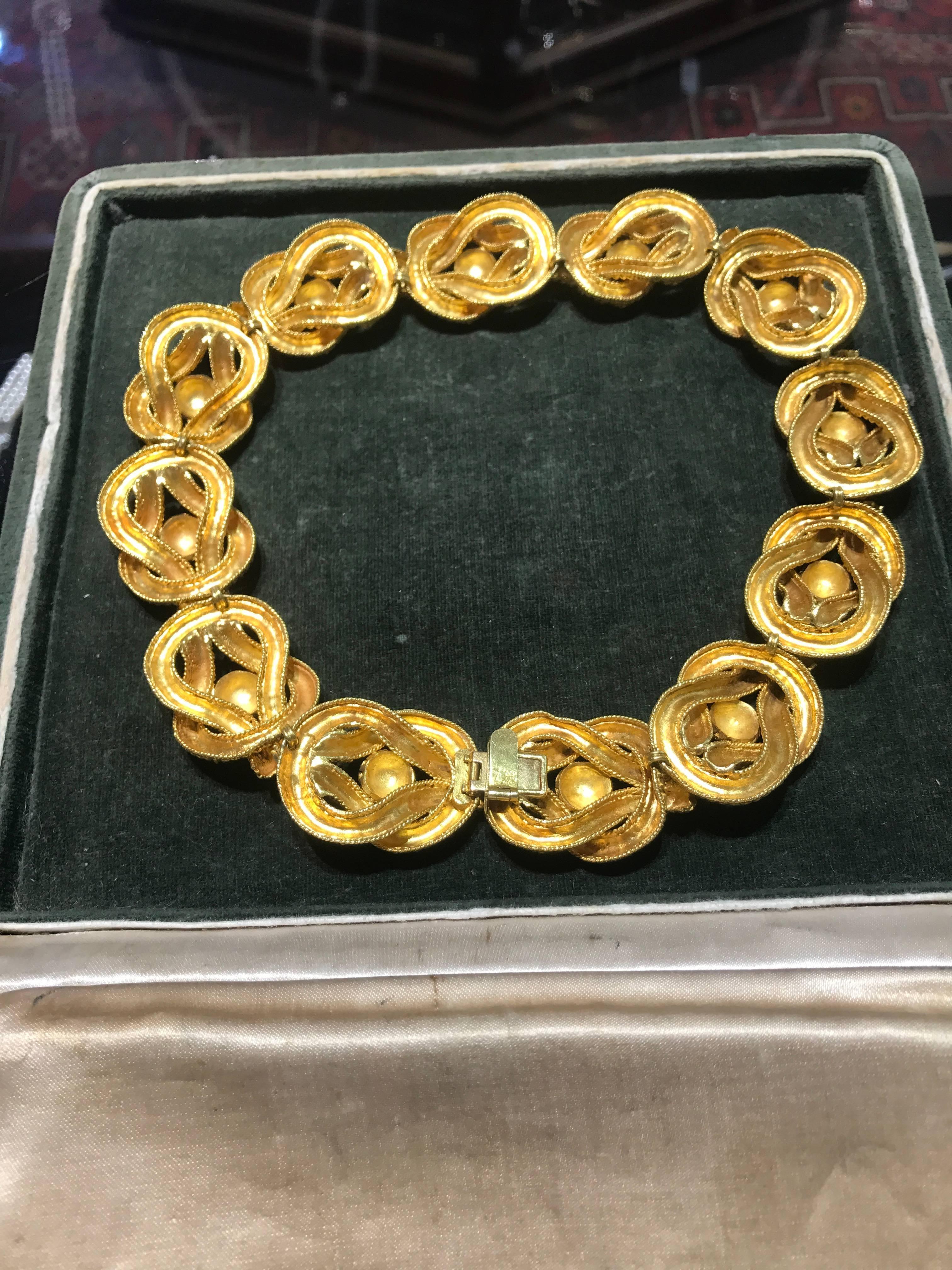 Zolotas  22 Karat Gold Handcrafted Necklace in Original Box In Excellent Condition In New Orleans, LA