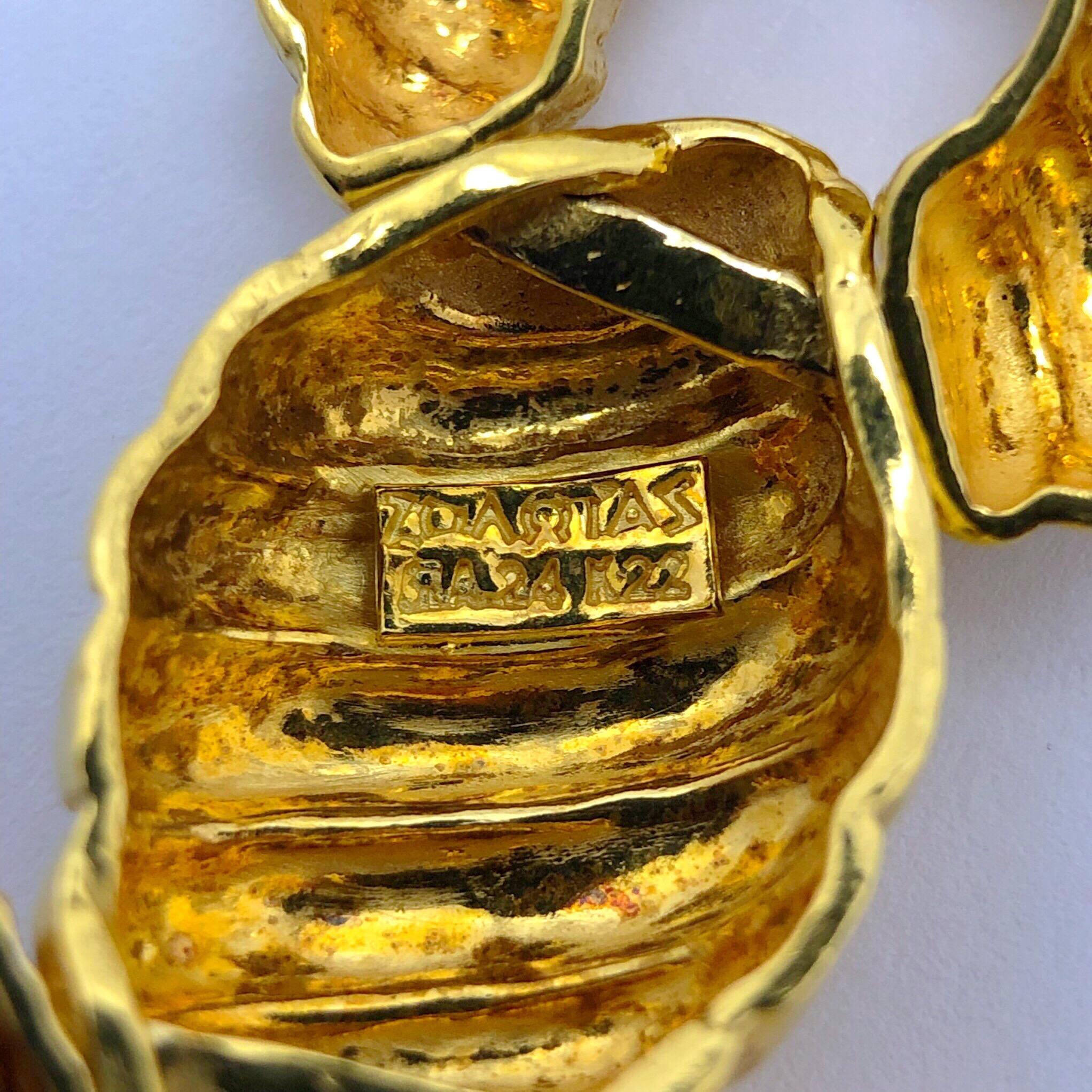 Zolotas Collier artisanal ovale et à maillons nervurés en or jaune 22 carats en vente 1