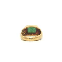 Zolotas 22k Gold Buff Top Aventurine Solitaire Hammered Dented Bezel Ring