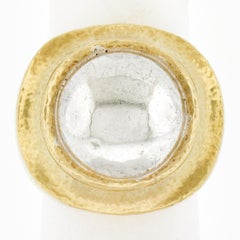 Zolotas 22k Yellow Gold & Silver Center Hammered Finish Statement Cocktail Ring