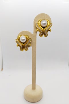 Zolotas Pendientes de clip de oro amarillo de 22 y 24 quilates, perla mabe y diamante