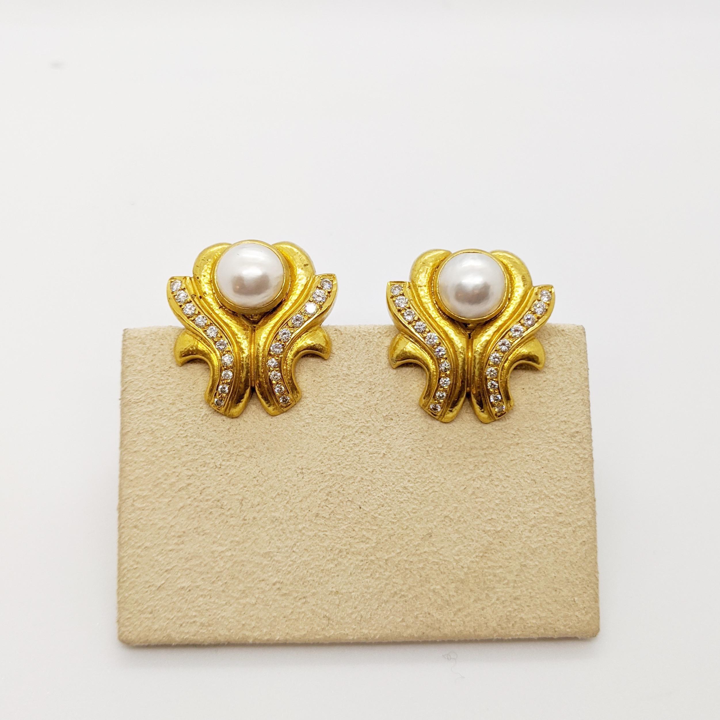 24 karat gold pearl earrings