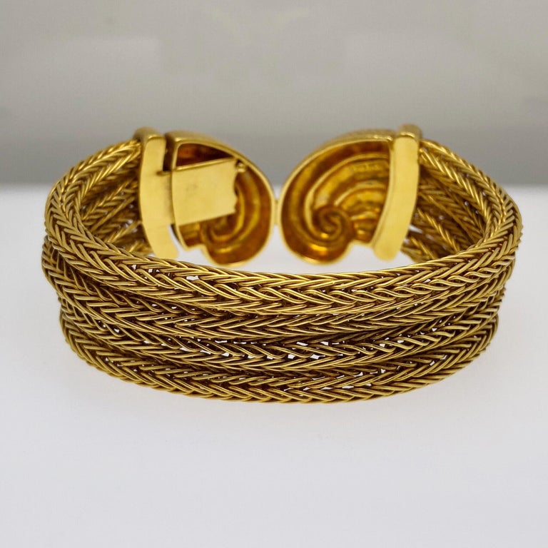 Zolotas 24 Karat and 22 Karat Yellow Gold Rope Bracelet with Greek