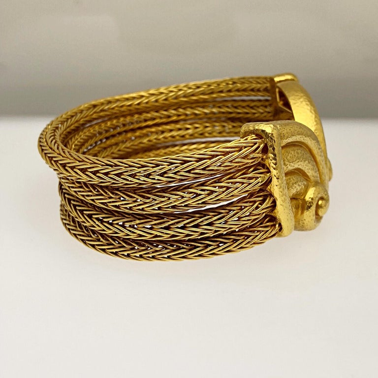 Zolotas 24 Karat and 22 Karat Yellow Gold Rope Bracelet with Greek