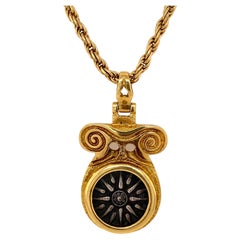 Zolotas Antike griechische Vergina Sonnenmünze 18K Münze Anhänger & 14K Gold Seilkette