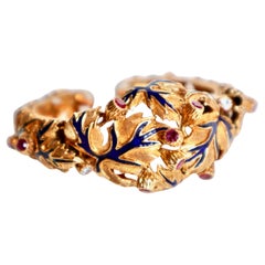 Vintage Zolotas Bracelet in 18 Karat Yellow Gold Enamel Ruby Diamonds 1970s