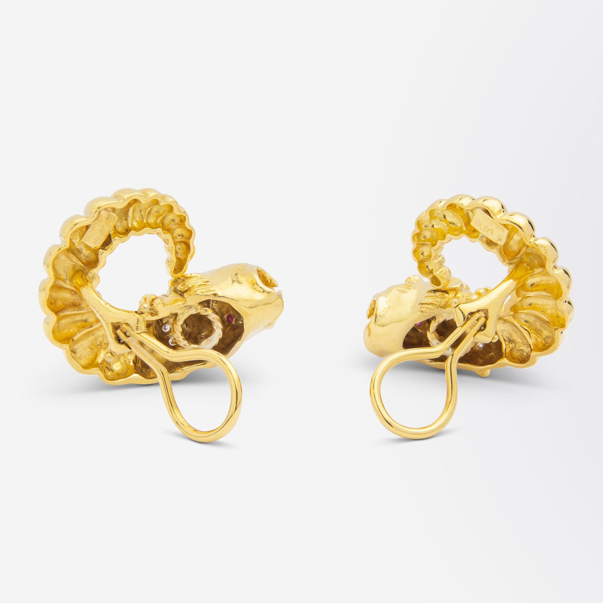 Modern Zolotas 'Chimera' Ear-Clips in 18 Karat Gold, Rubies & Diamonds