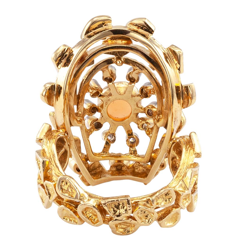 Zolotas Coral Diamond Sapphire Gold Ring 2