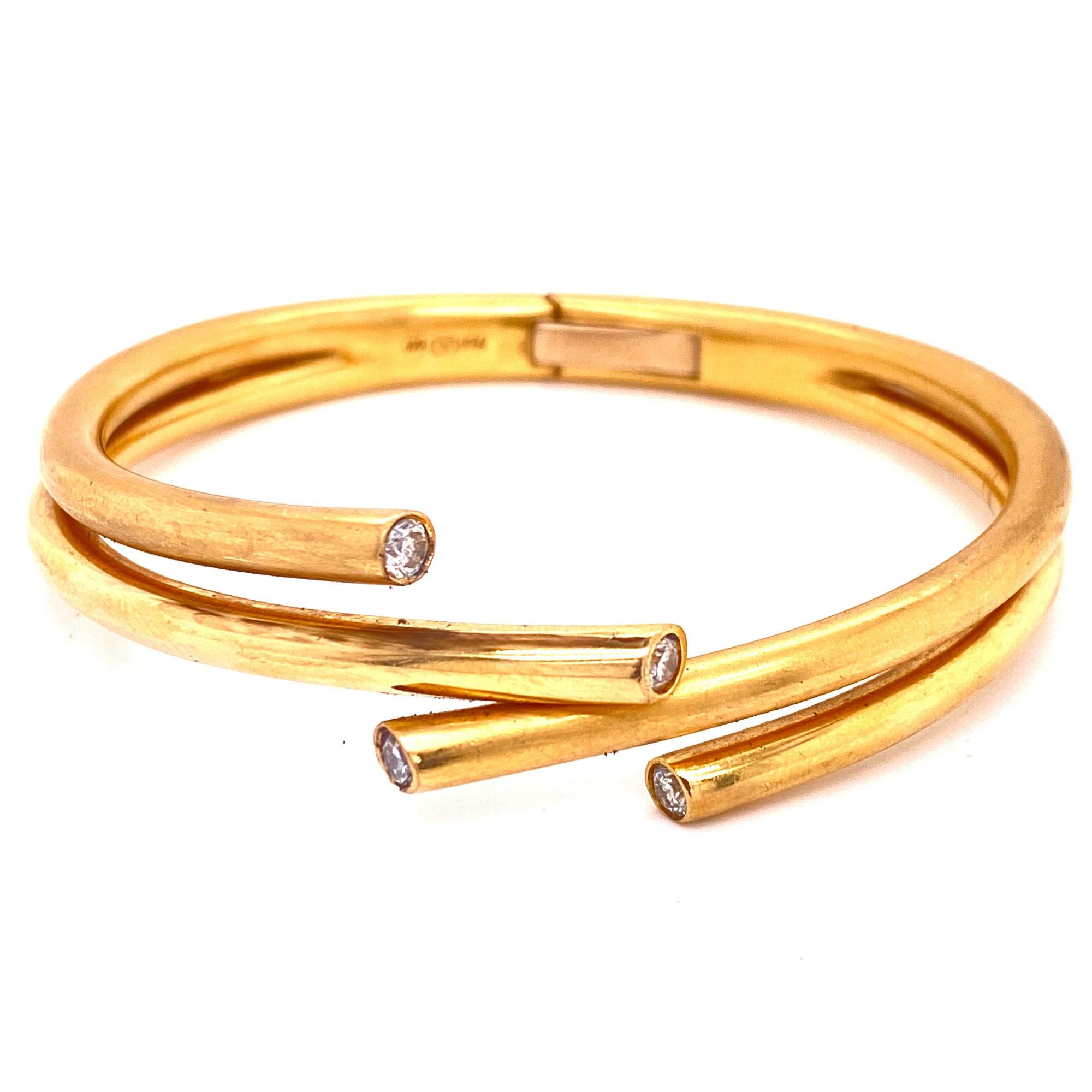 Modern Zolotas Diamond Hinged 18 Karat Yellow Gold Cuff Bracelet