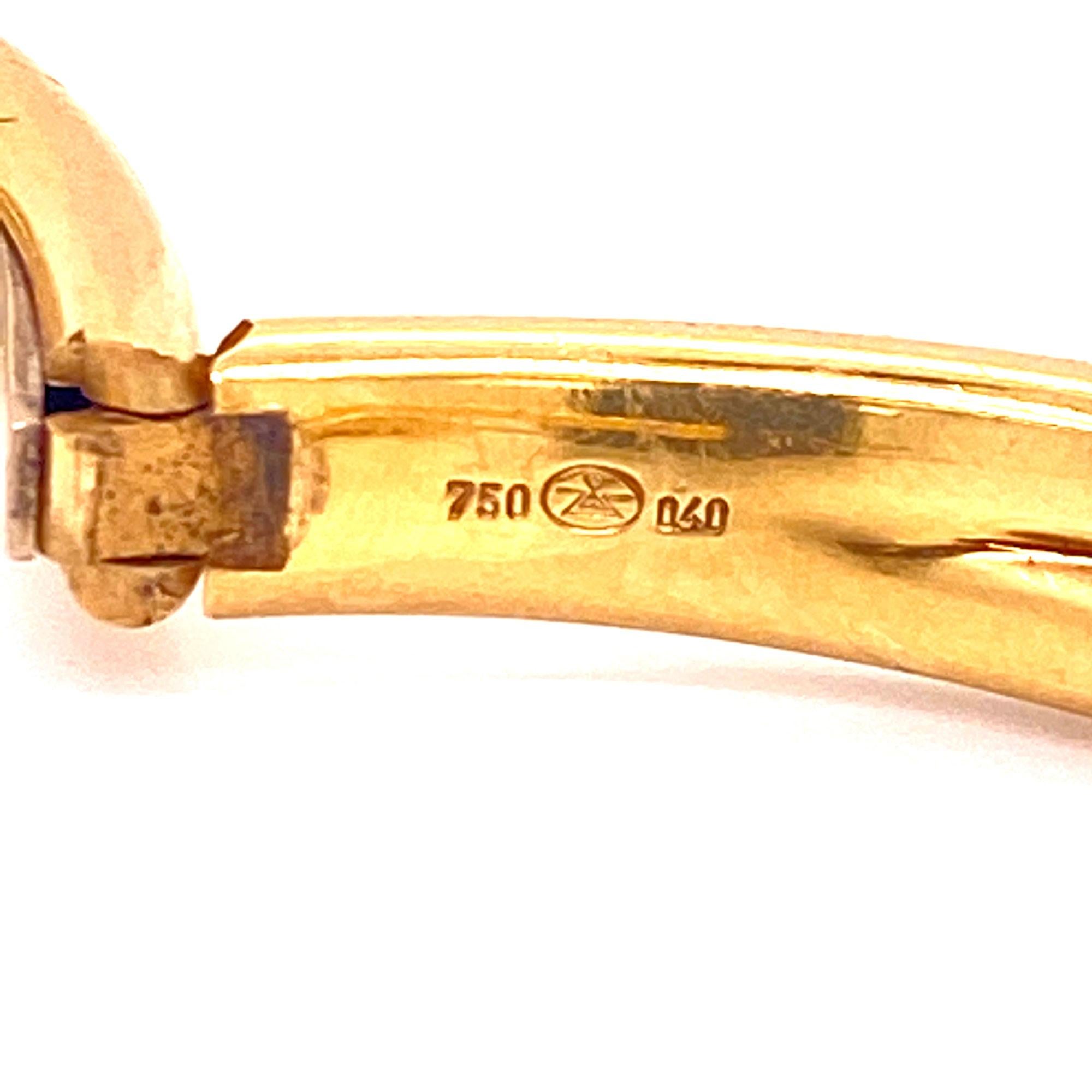 Zolotas Diamond Hinged 18 Karat Yellow Gold Cuff Bracelet In Excellent Condition In Boca Raton, FL