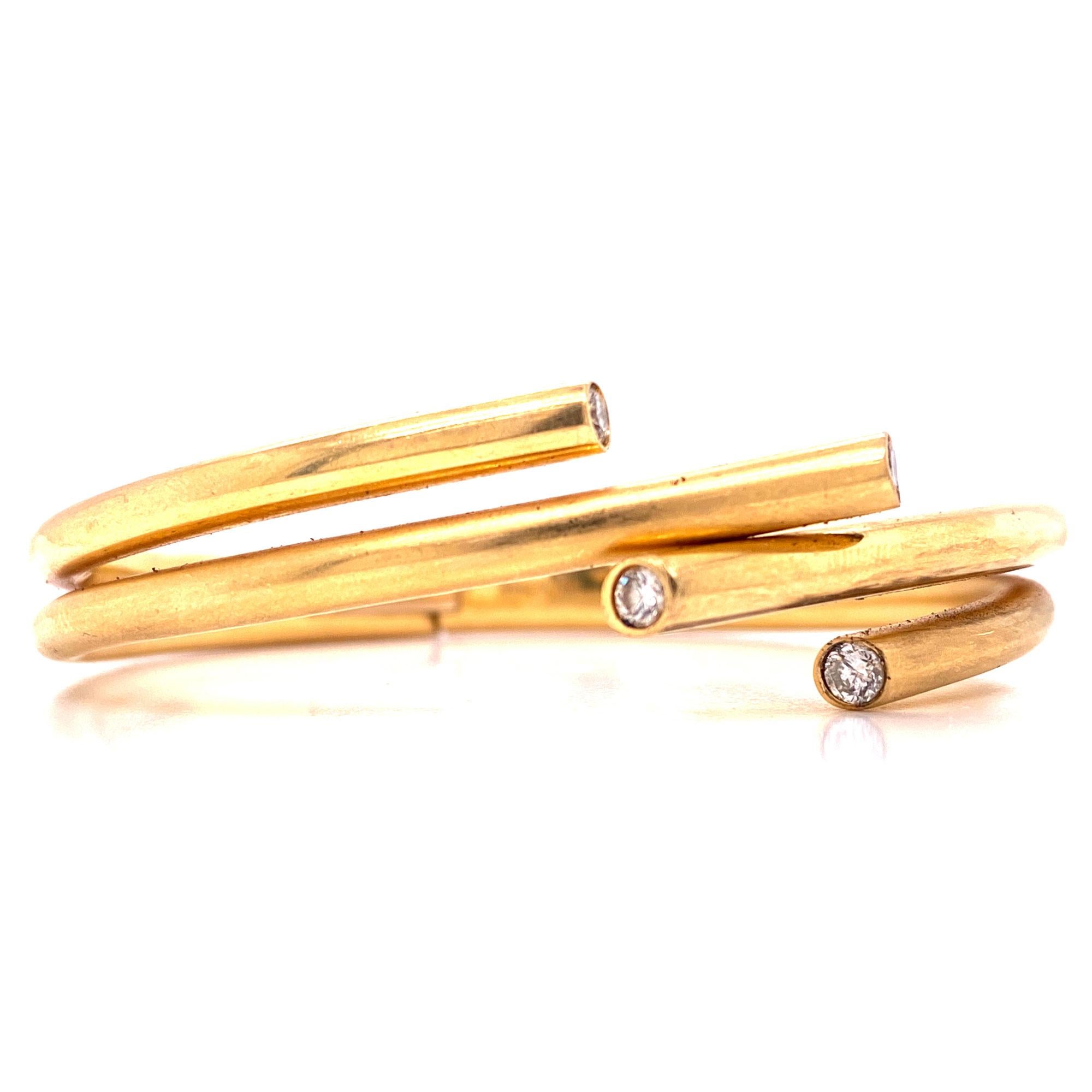 Women's Zolotas Diamond Hinged 18 Karat Yellow Gold Cuff Bracelet