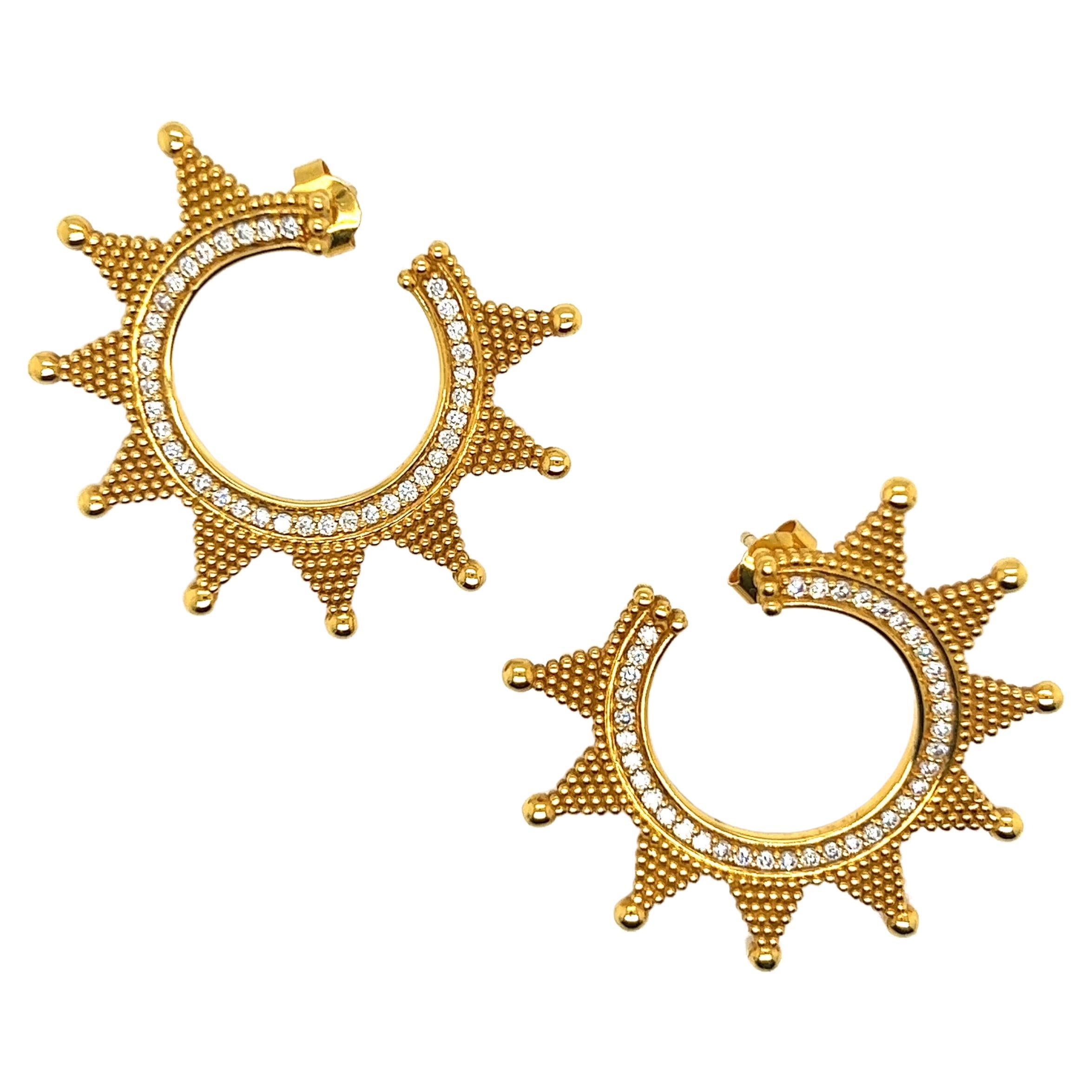 Zolotas Earrings, "Helios" in Yellow Gold and Diamonds