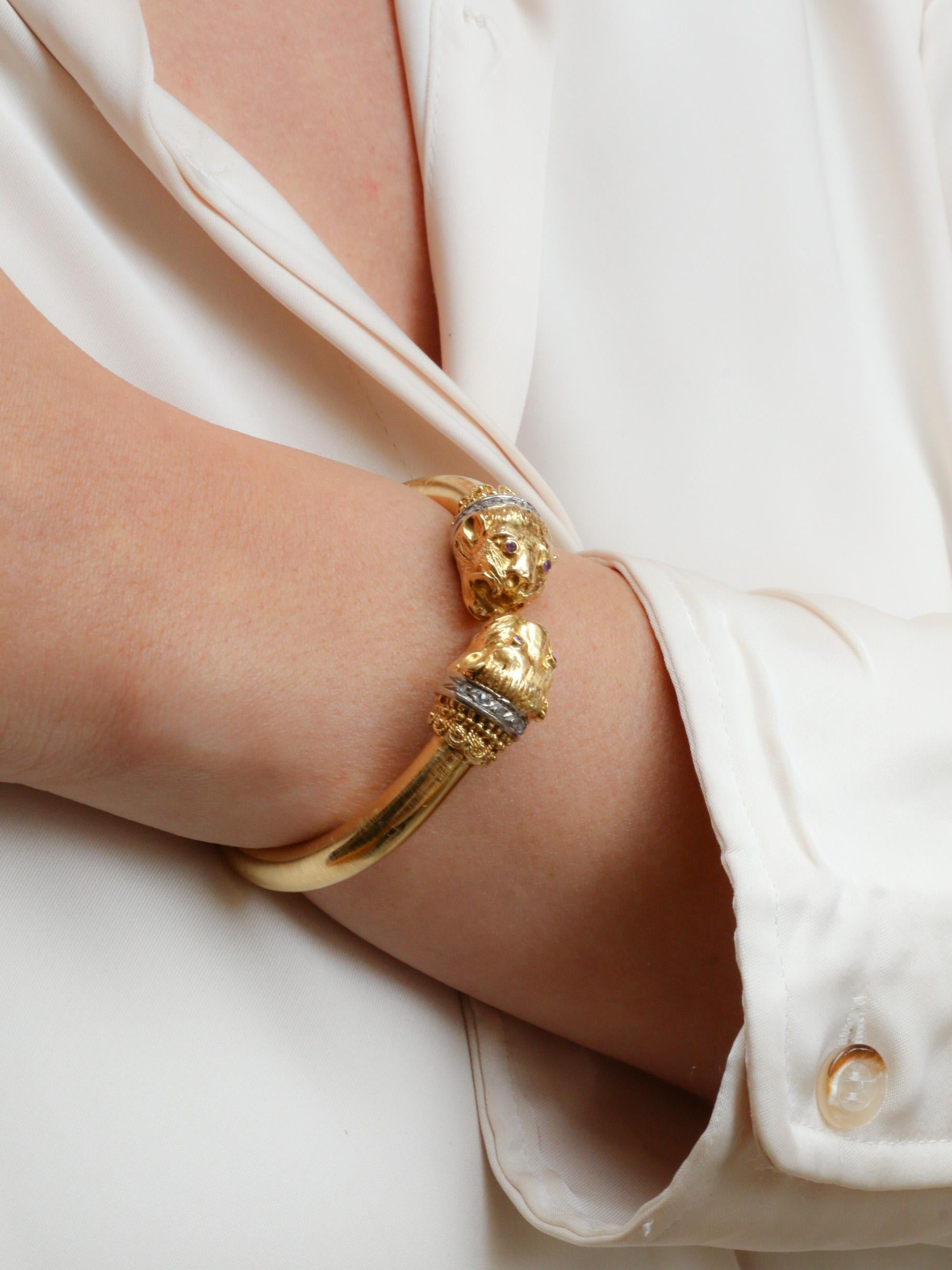 ZOLOTAS feline head bracelet in gold, rubies and diamonds 4