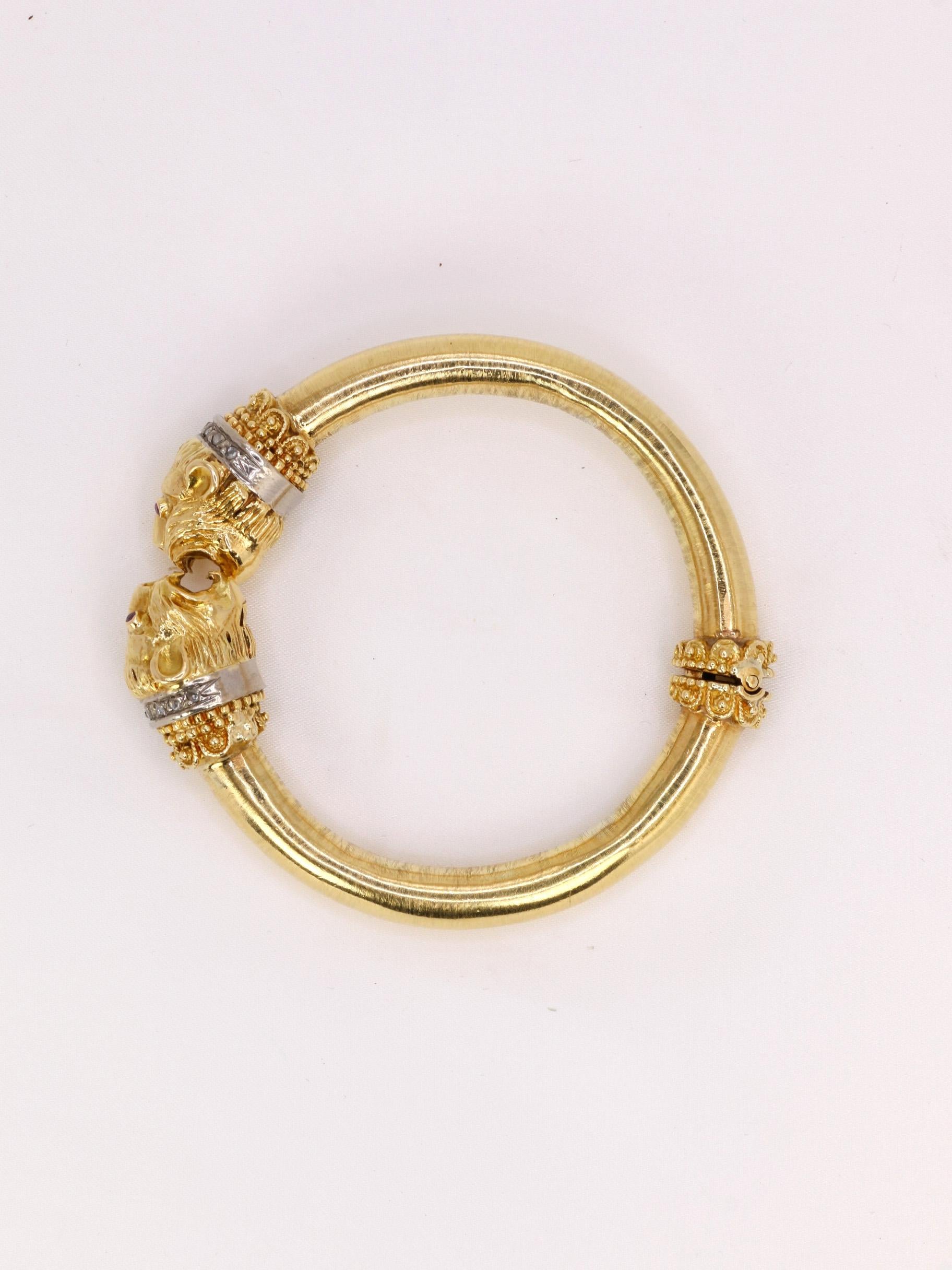 ZOLOTAS feline head bracelet in gold, rubies and diamonds 1
