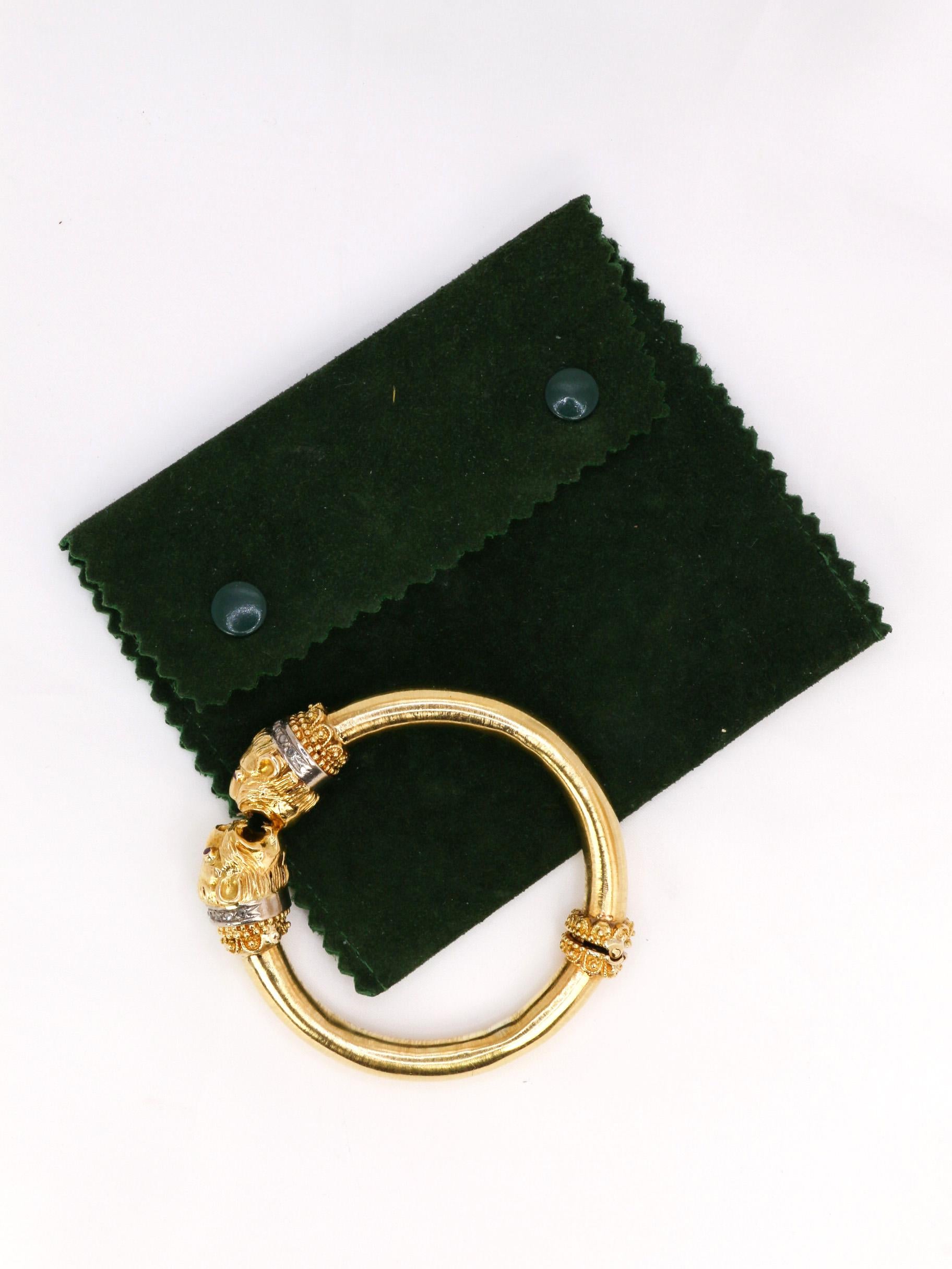 ZOLOTAS feline head bracelet in gold, rubies and diamonds 2