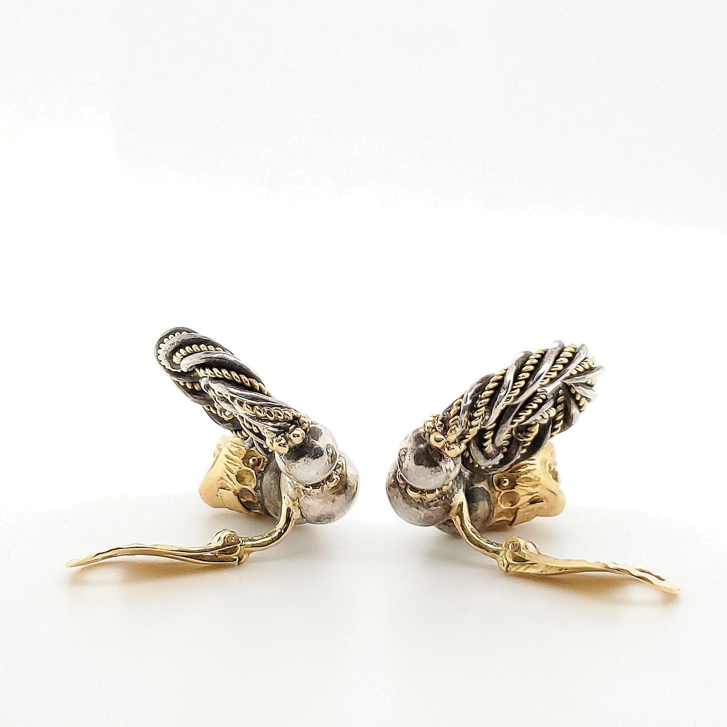 Zolotas Gold and Silver Spiral Earrings In Excellent Condition In New York, NY
