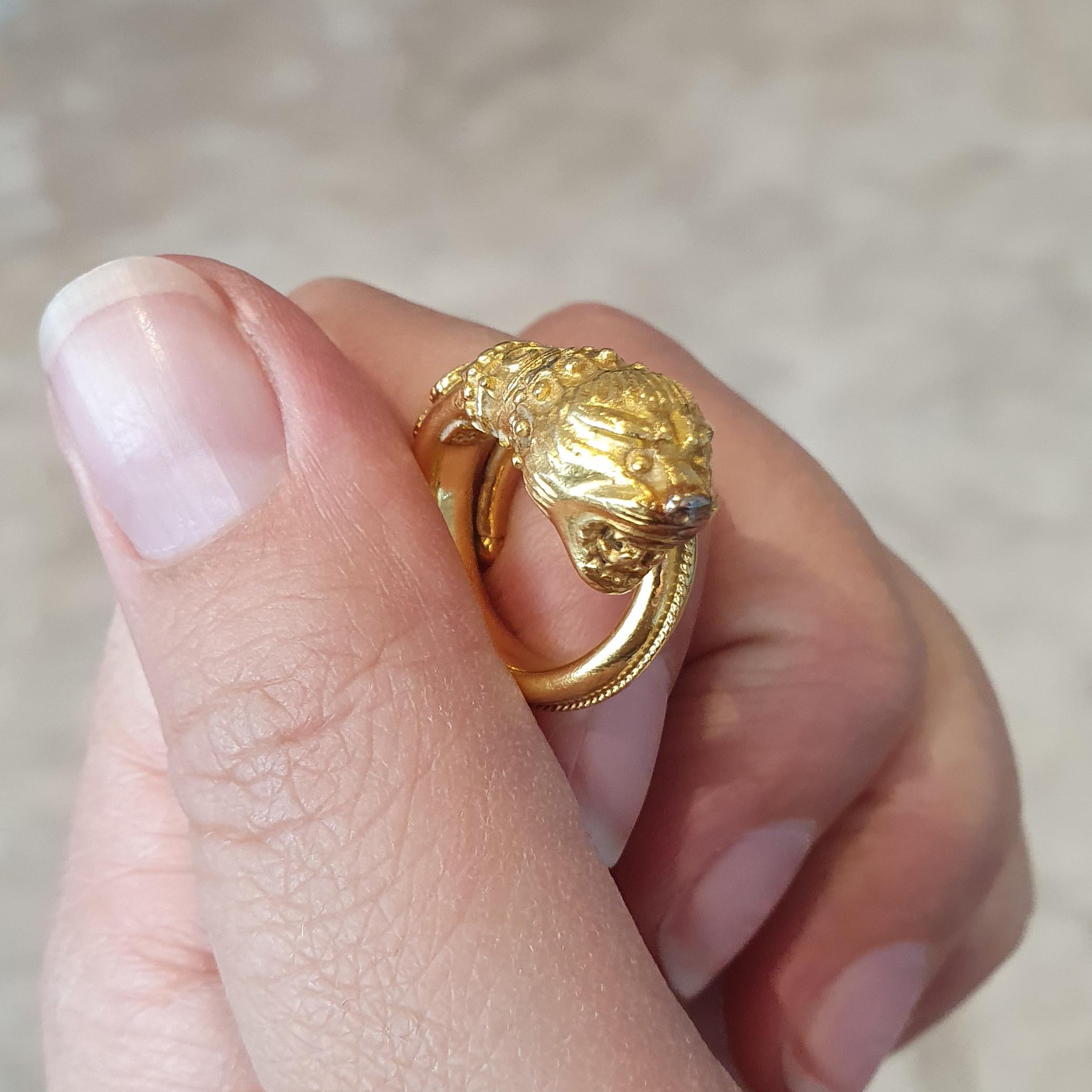 Women's or Men's Zolotas Gold Chimera Ring Lion Head Terminal For Sale