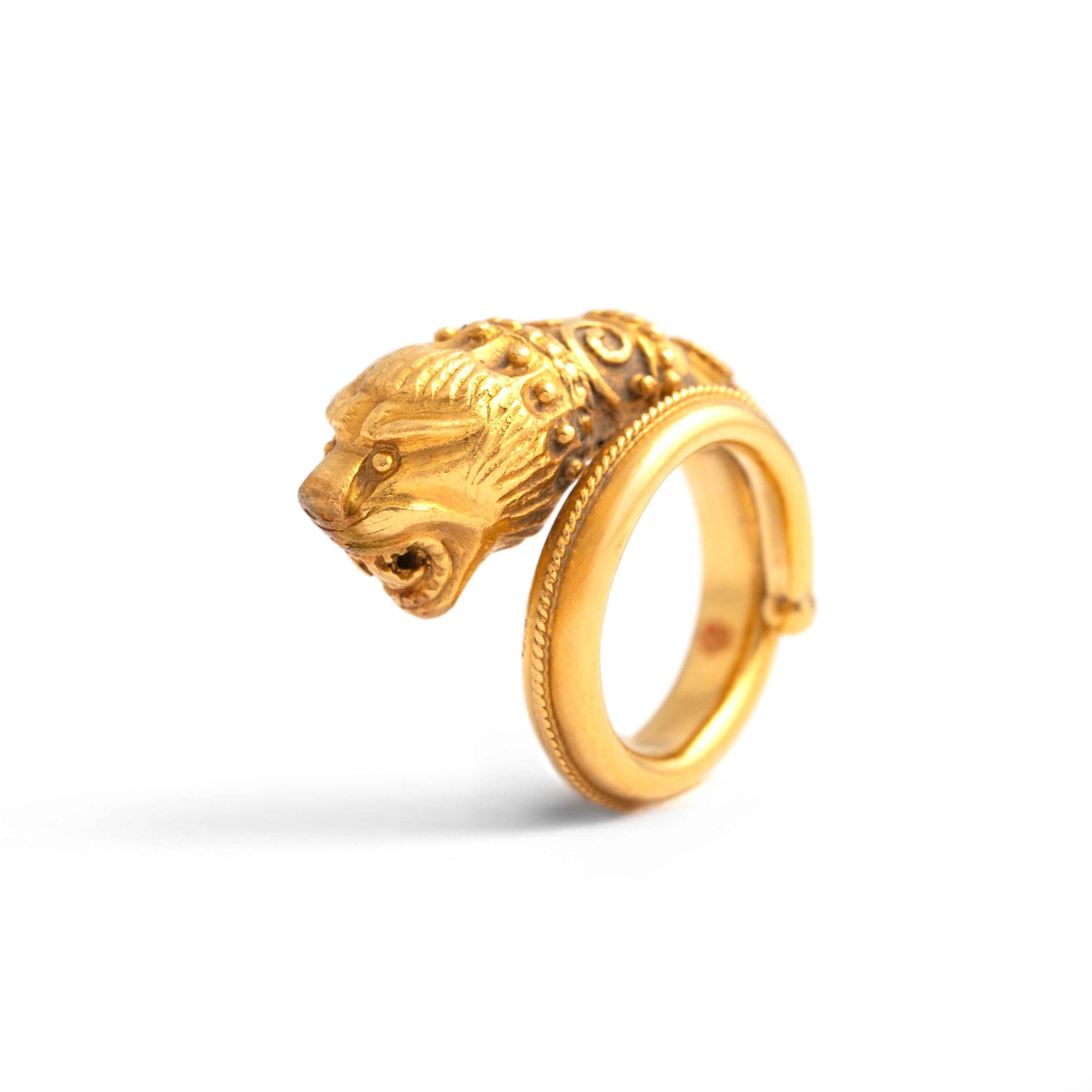 Zolotas Gold Chimera Ring Lion Head Terminal For Sale 2