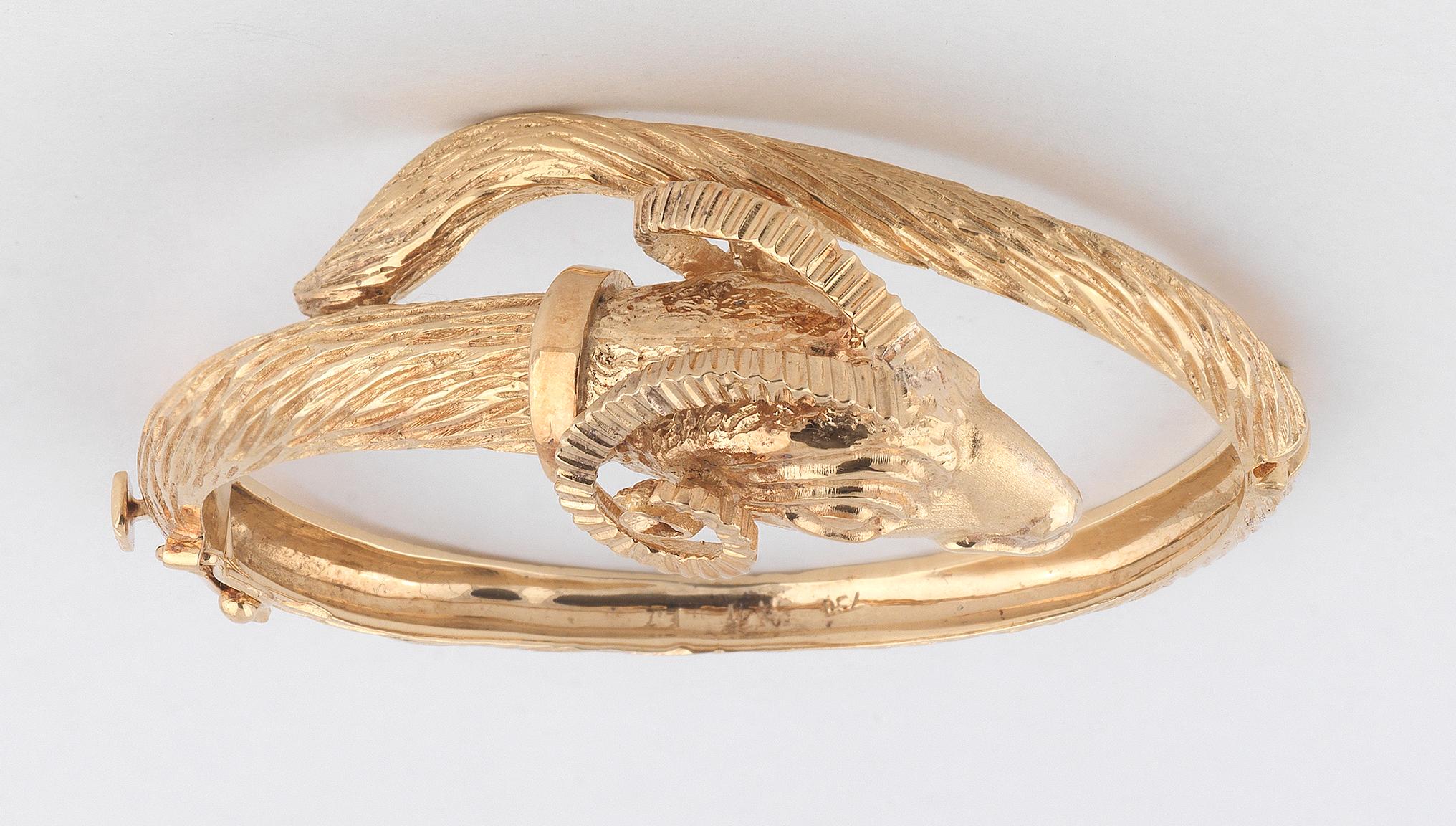 Retro Zolotas Gold Ram's Head Bracelet