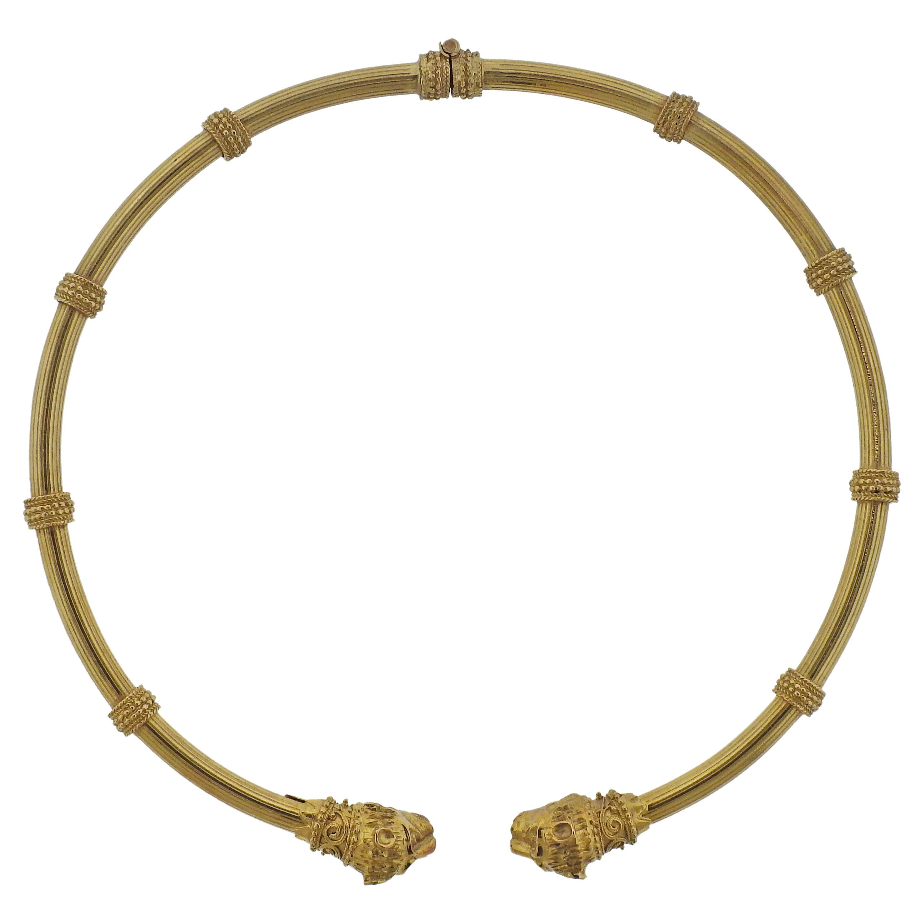 Zolotas Greece Chimera Collar Gold Necklace For Sale