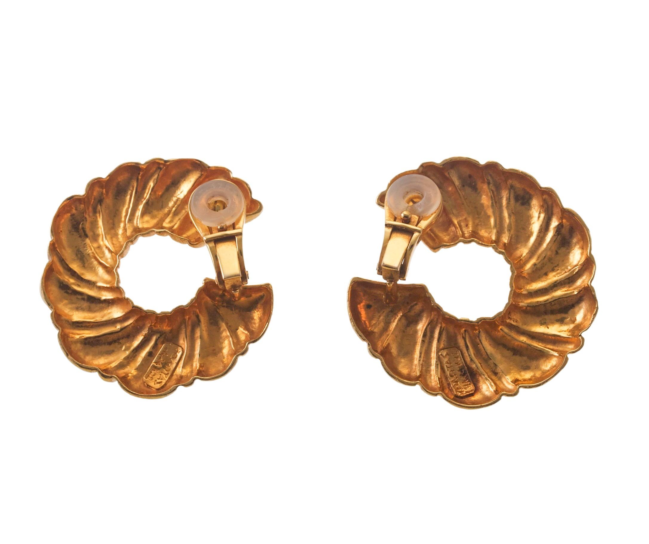 Pair of 22k gold earrings by Zolotas of Greece, come with pouch. Earrings measurements are 36mm in diameter. Marked: Zolotas, k22, A24. Weight is 30.0 grams. 