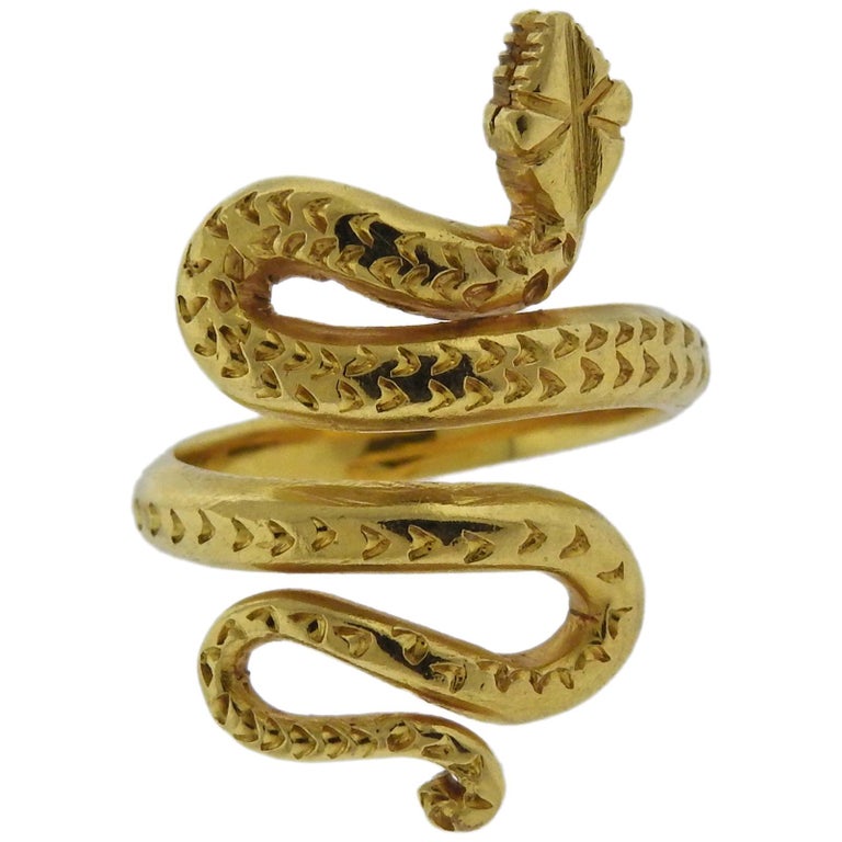 Zolotas Greece Gold Snake Ring at 1stDibs | greek snake ring