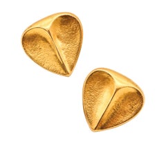ZOLOTAS Greece Herzförmige Clips-Ohrringe massiv gehämmert 22Kt Gelbgold