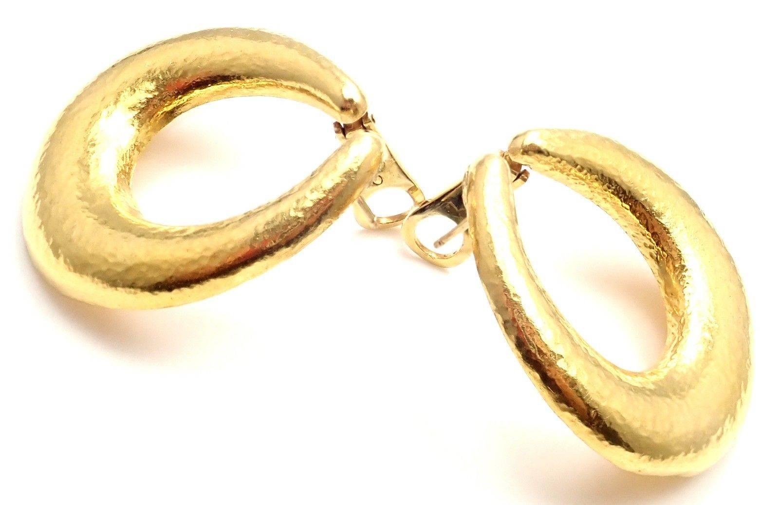 Zolotas Greece Large Yellow Gold Hoop Earrings In New Condition In Holland, PA