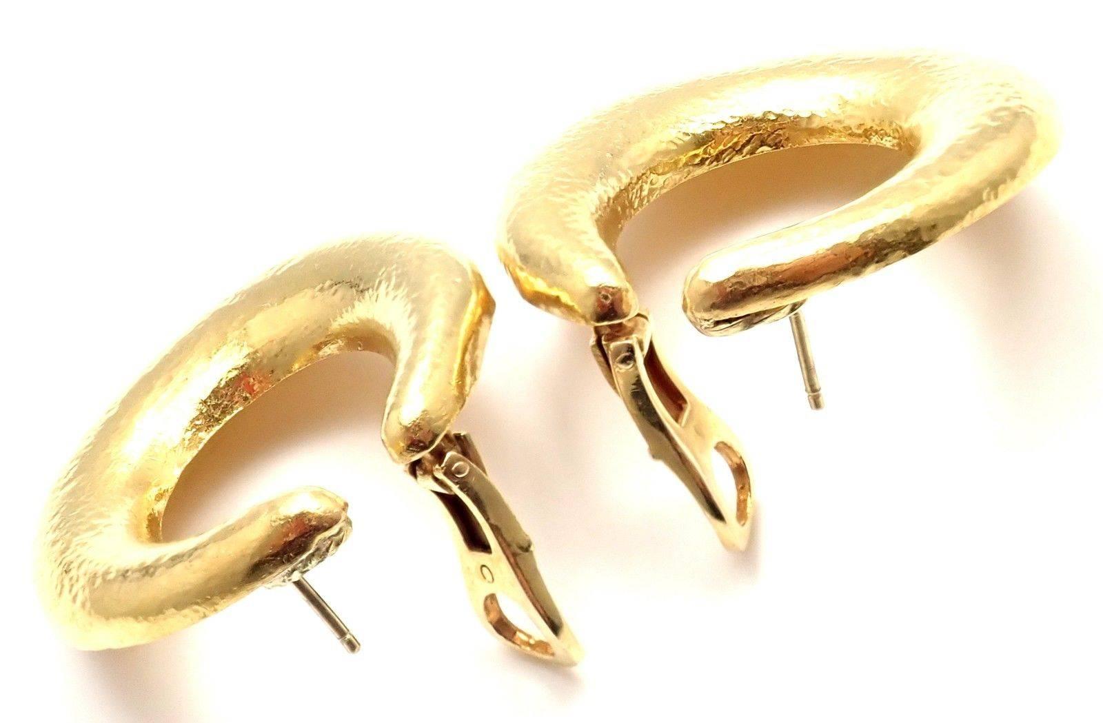 Women's or Men's Zolotas Greece Large Yellow Gold Hoop Earrings