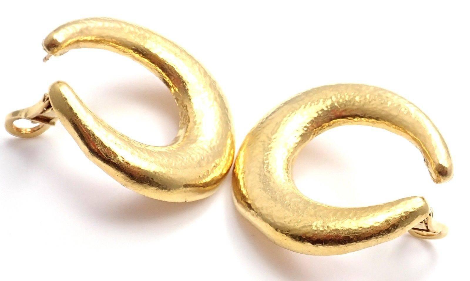 Zolotas Greece Large Yellow Gold Hoop Earrings 1
