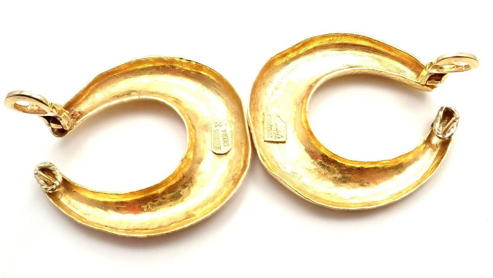 Zolotas Greece Large Yellow Gold Hoop Earrings 2