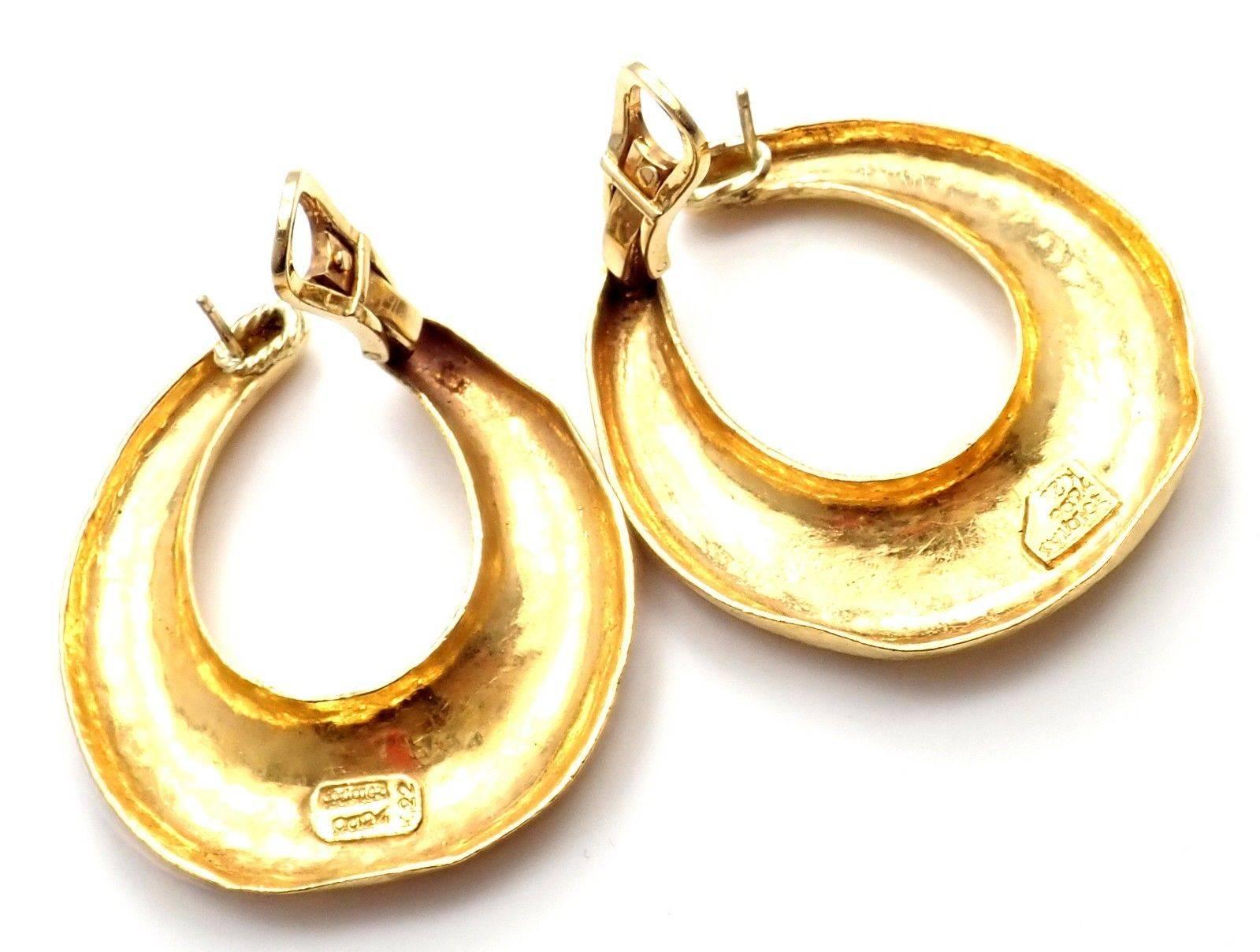 Zolotas Greece Large Yellow Gold Hoop Earrings 3