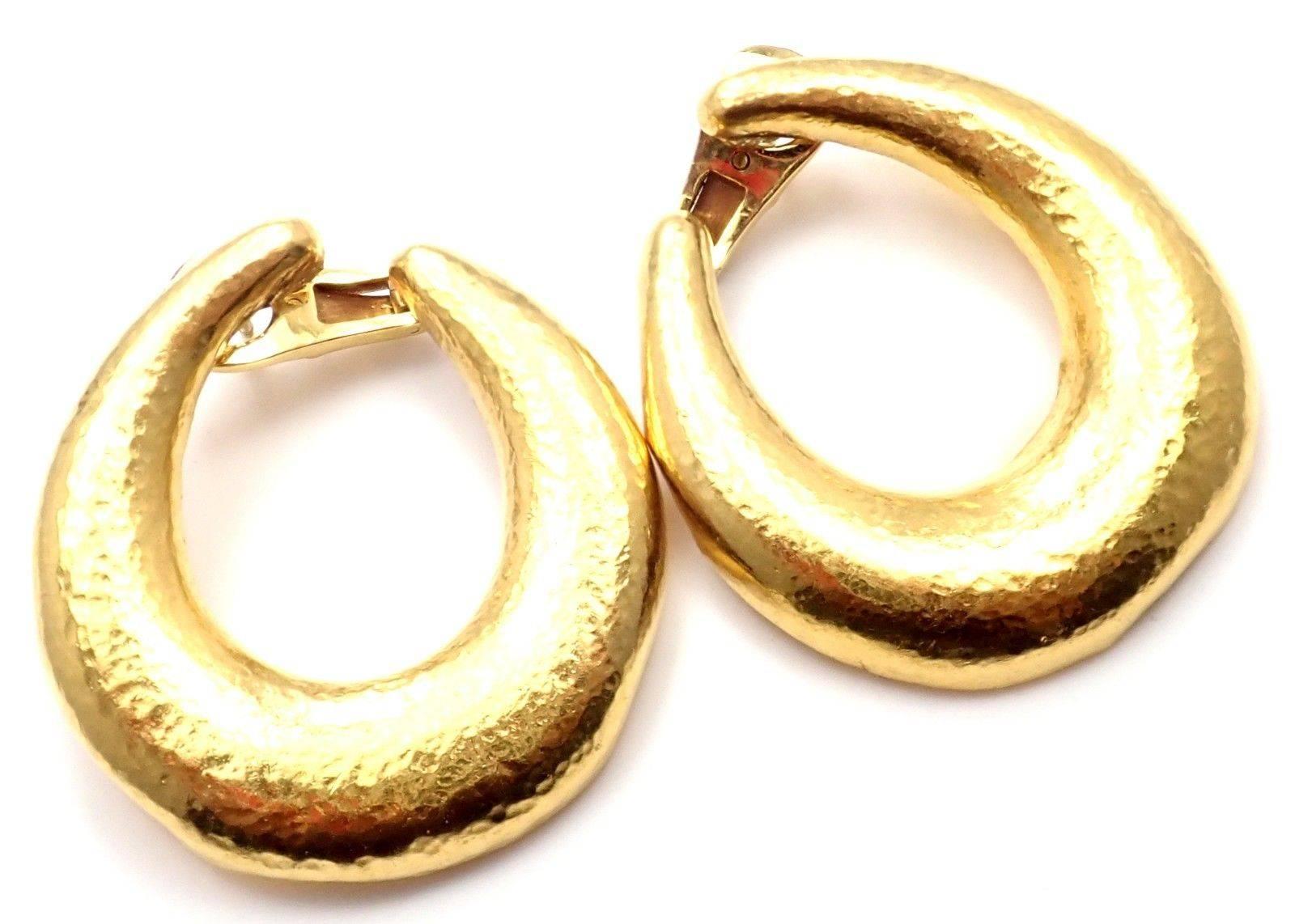 Zolotas Greece Large Yellow Gold Hoop Earrings 4
