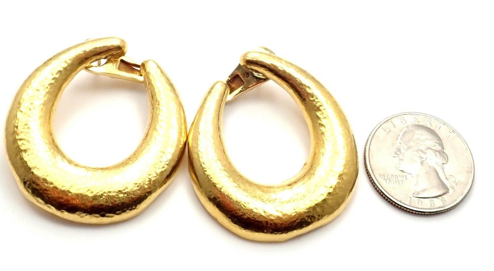Zolotas Greece Large Yellow Gold Hoop Earrings 5