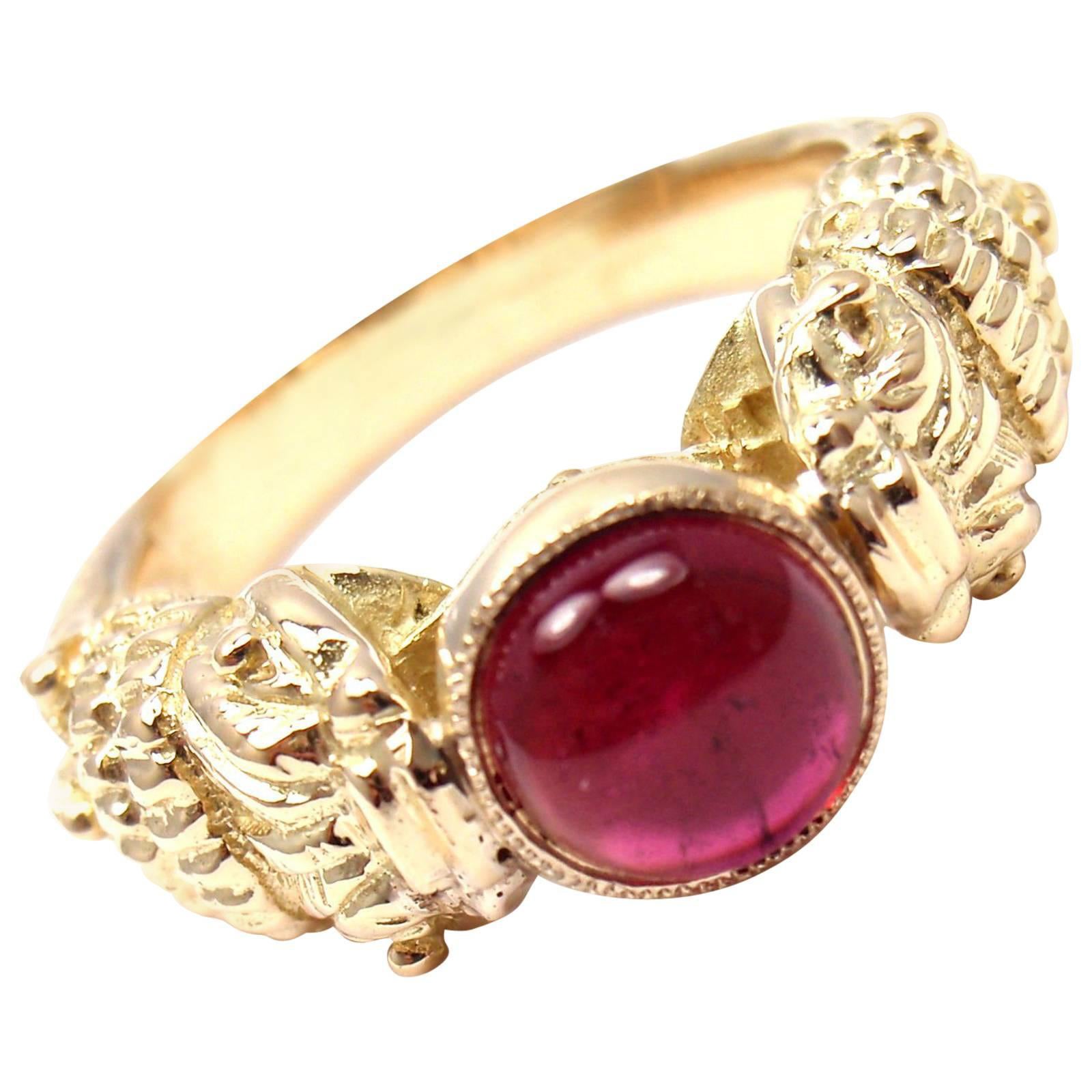 Zolotas Greece Pink Tourmaline Yellow Gold Band Ring For Sale