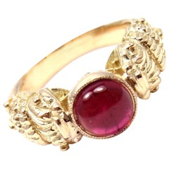 Zolotas Greece Pink Tourmaline Yellow Gold Band Ring
