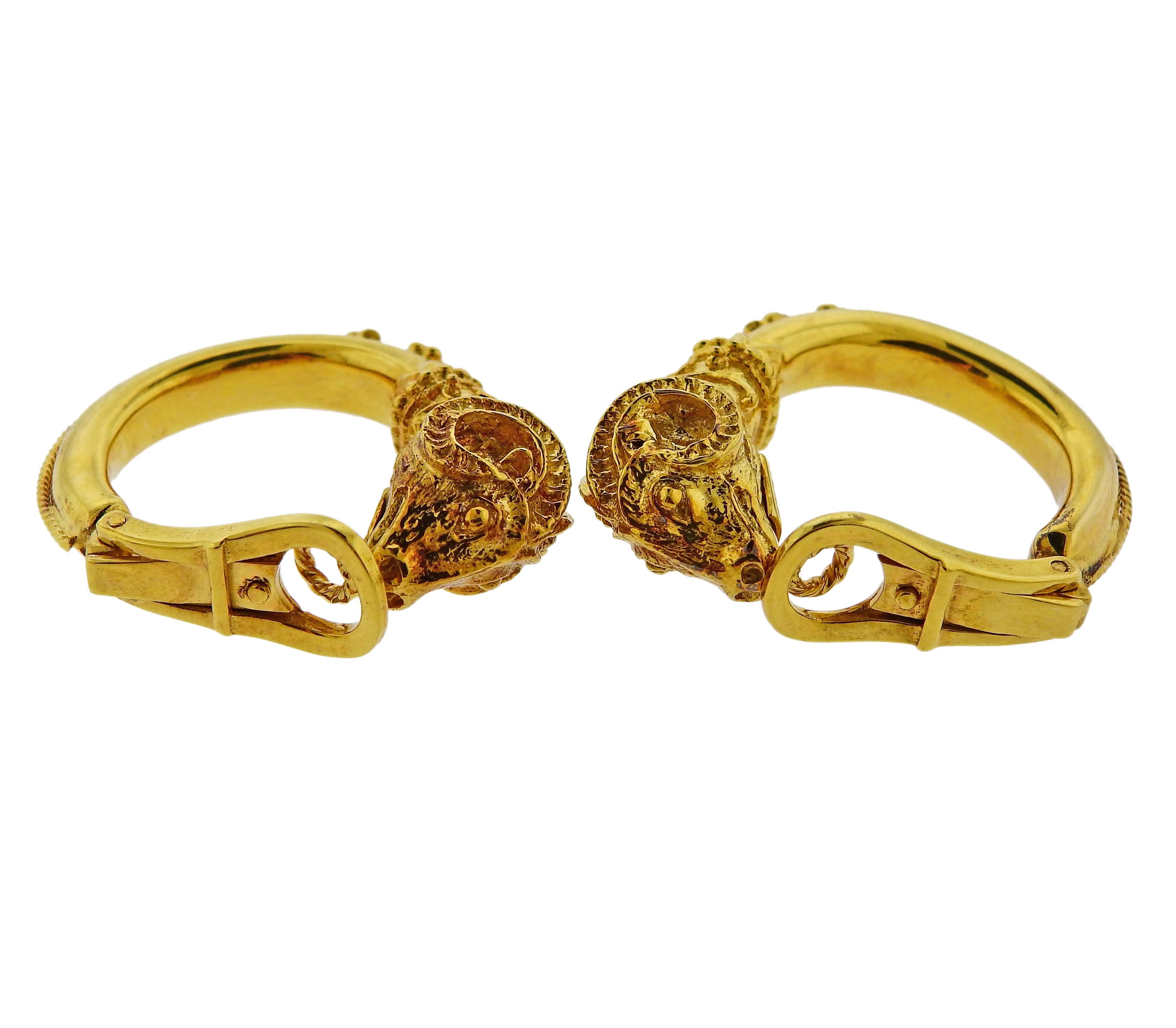 gold rams head earrings