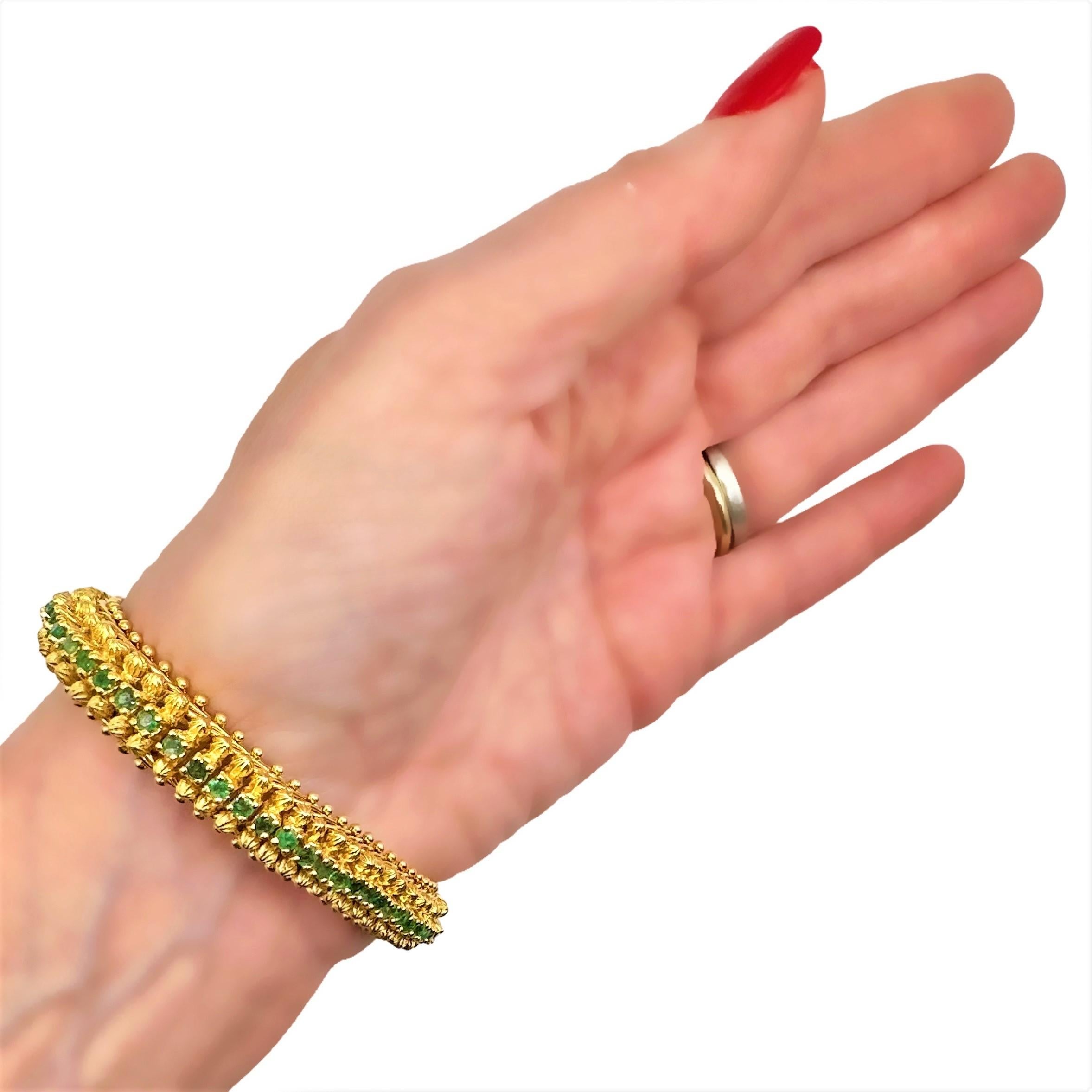 Zolotas Greek 18K Yellow Gold Rams Head Bracelet with Emerald Spine & Ruby Eyes 6