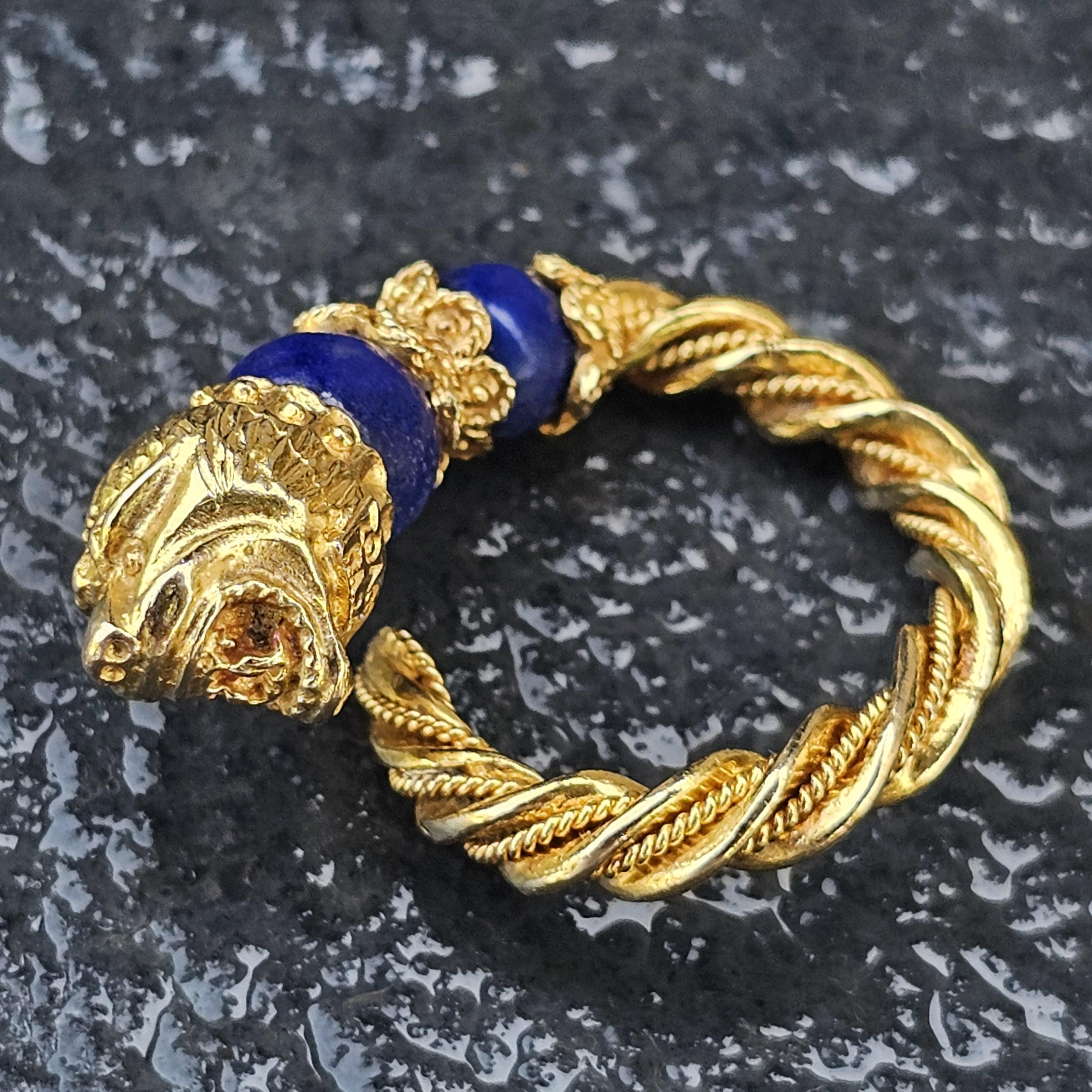 Anello Zolotas Testa di Leone Greco Lapis Oro Giallo 18k 11.3g sz ~7 Regolabile in vendita 7