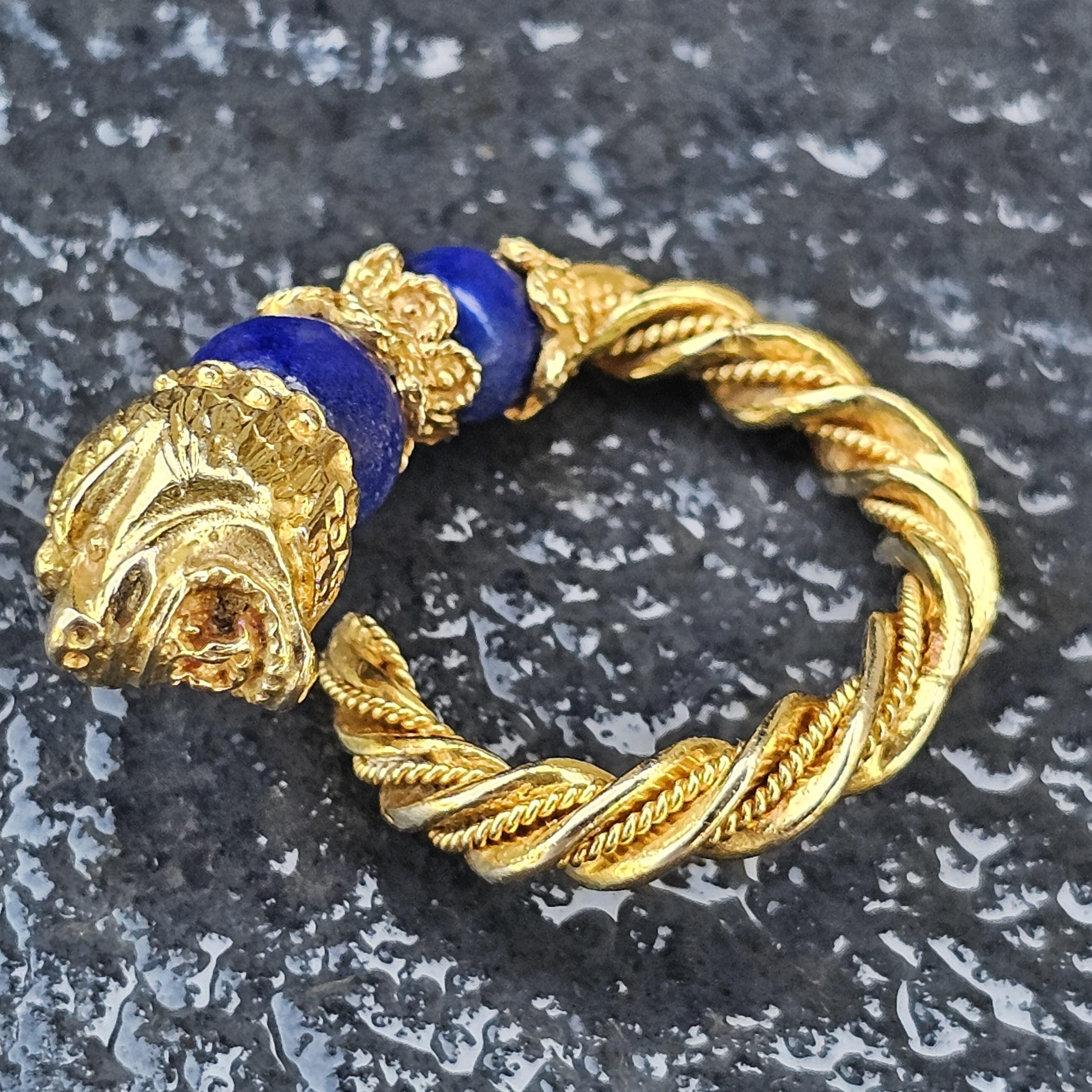 Anello Zolotas Testa di Leone Greco Lapis Oro Giallo 18k 11.3g sz ~7 Regolabile in vendita 9