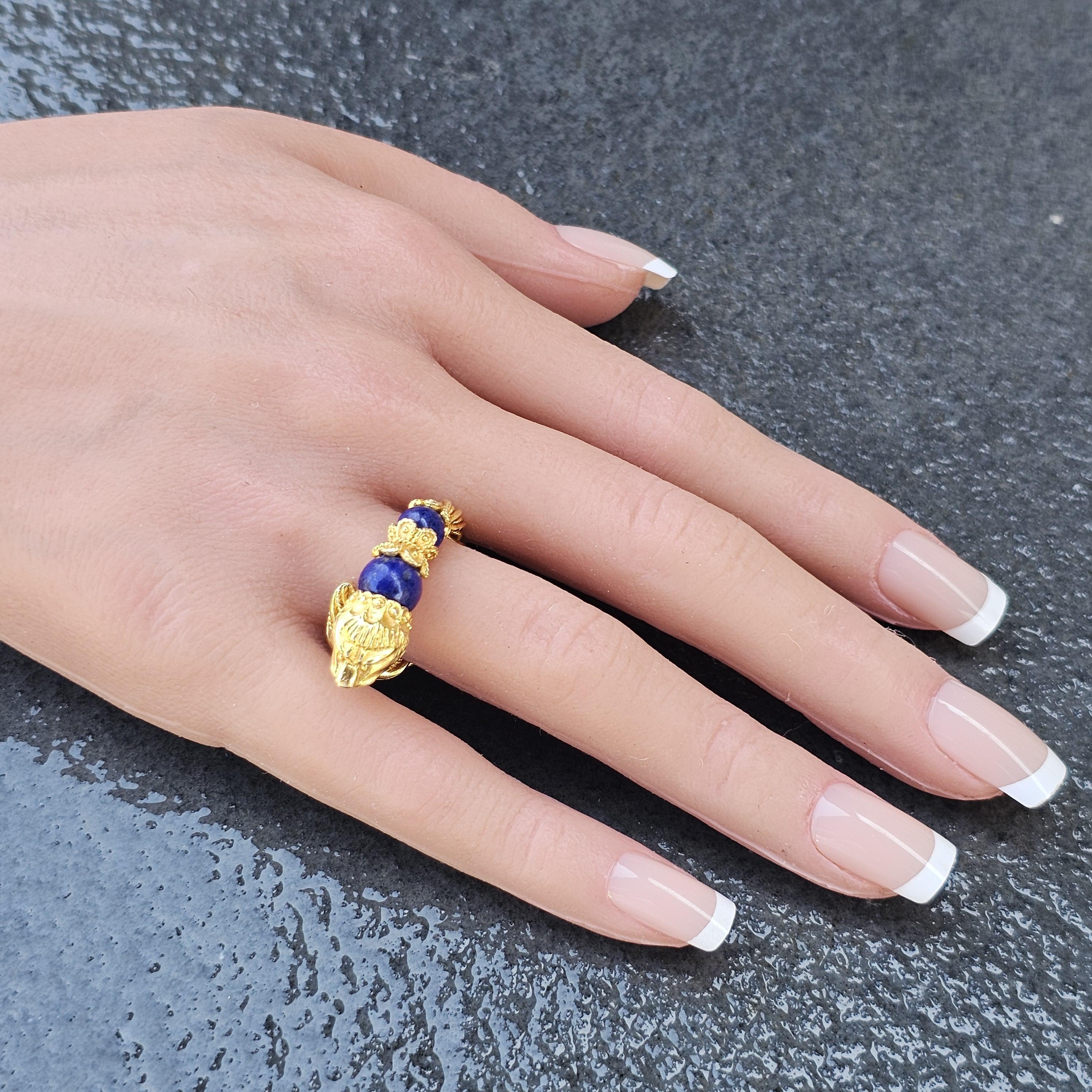Anello Zolotas Testa di Leone Greco Lapis Oro Giallo 18k 11.3g sz ~7 Regolabile in vendita 1