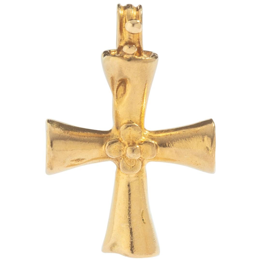 Zolotas Greek Revival Cross Yellow Gold 18 Karat Pendant Charm