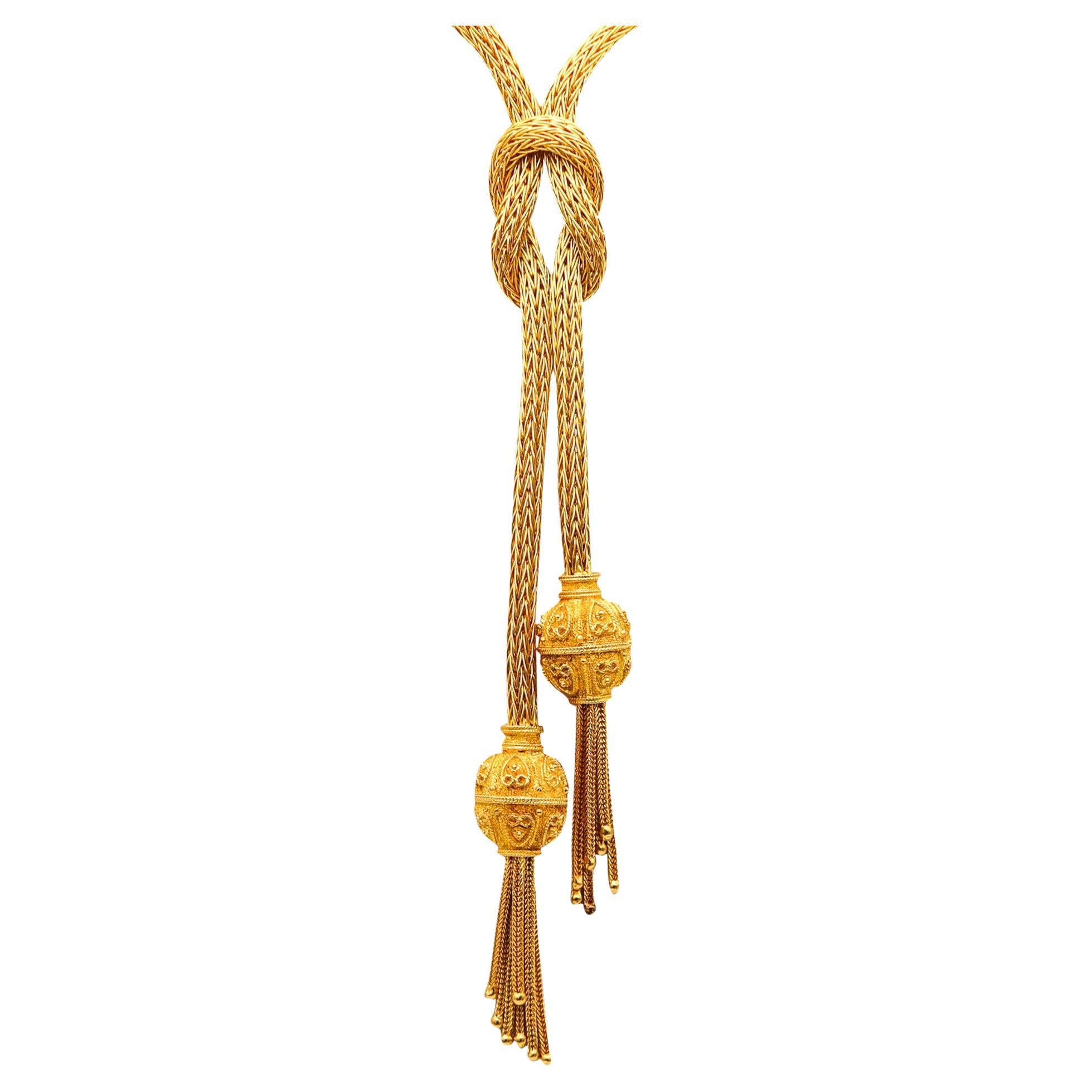 Zolotas Greek Revival Hercules Sautoir Mesh Necklace In solid 18Kt Yellow Gold For Sale