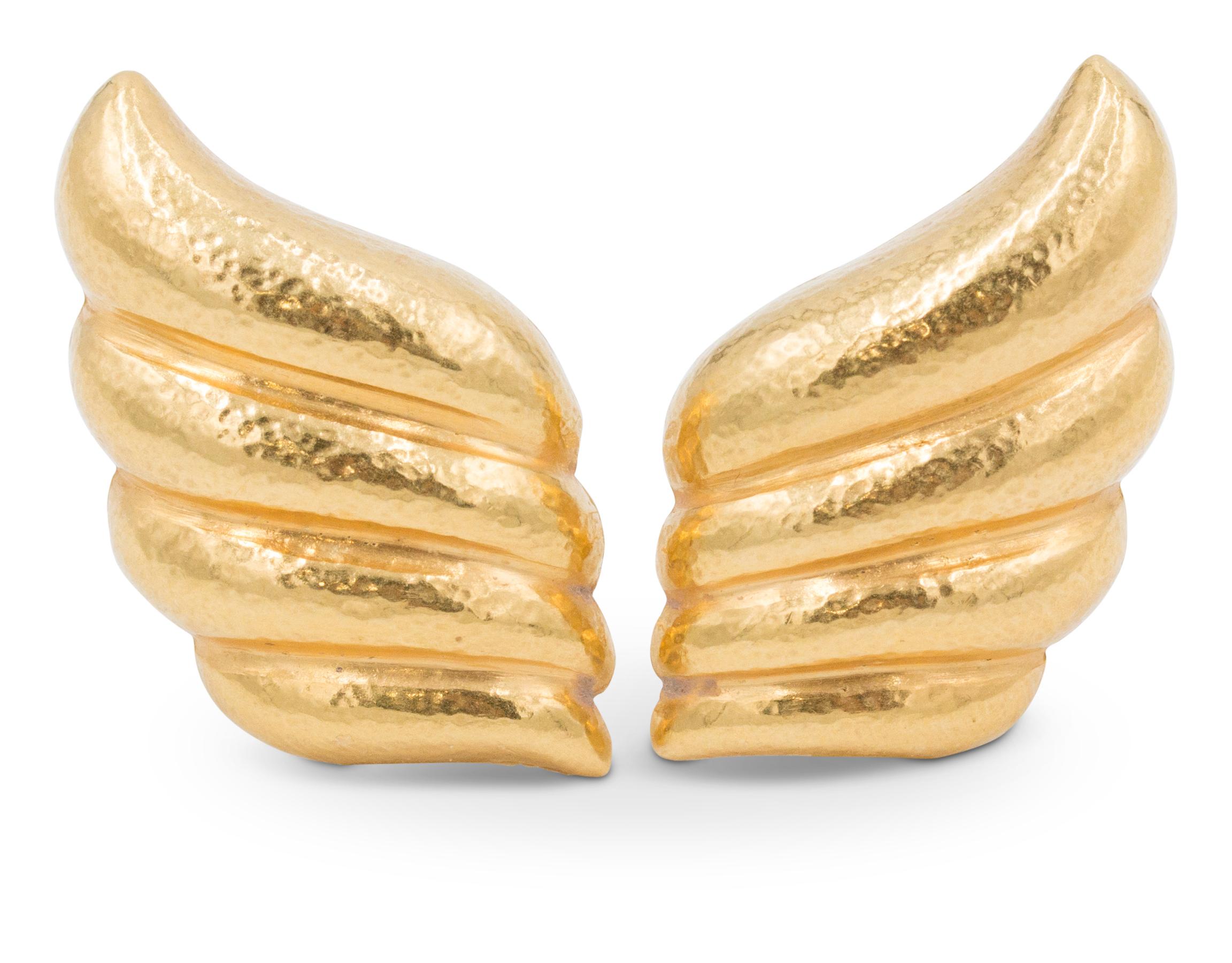 Modern Zolotas High Karat Gold Wing Motif Earrings