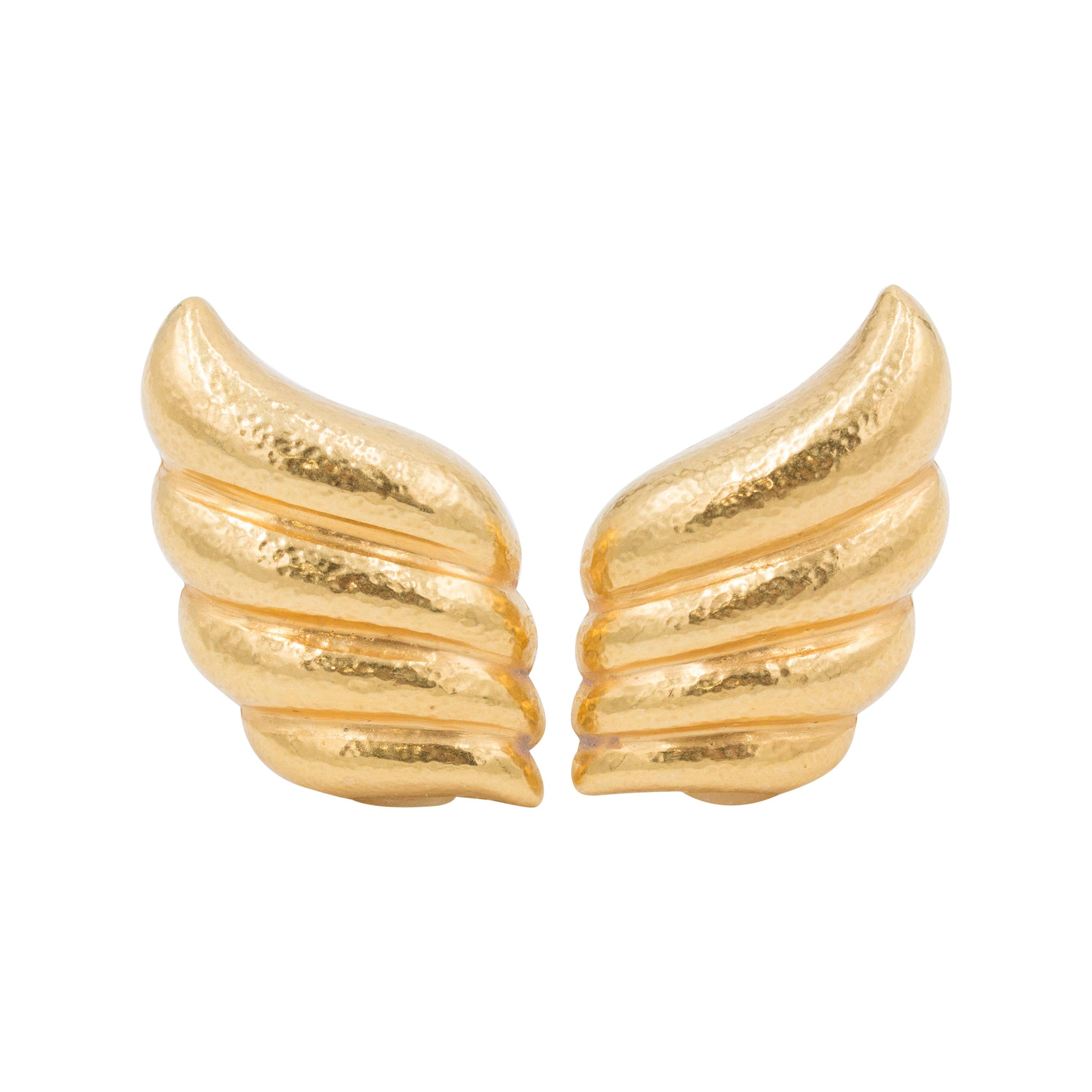 Zolotas High Karat Gold Wing Motif Earrings