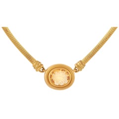 Zolotas Intaglio 18 Karat Yellow Gold Citrine Vintage Necklace
