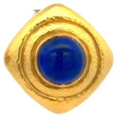 Zolotas Lapis Clip On Stud Earrings 22 Karat Yellow Gold 21.6 Grams