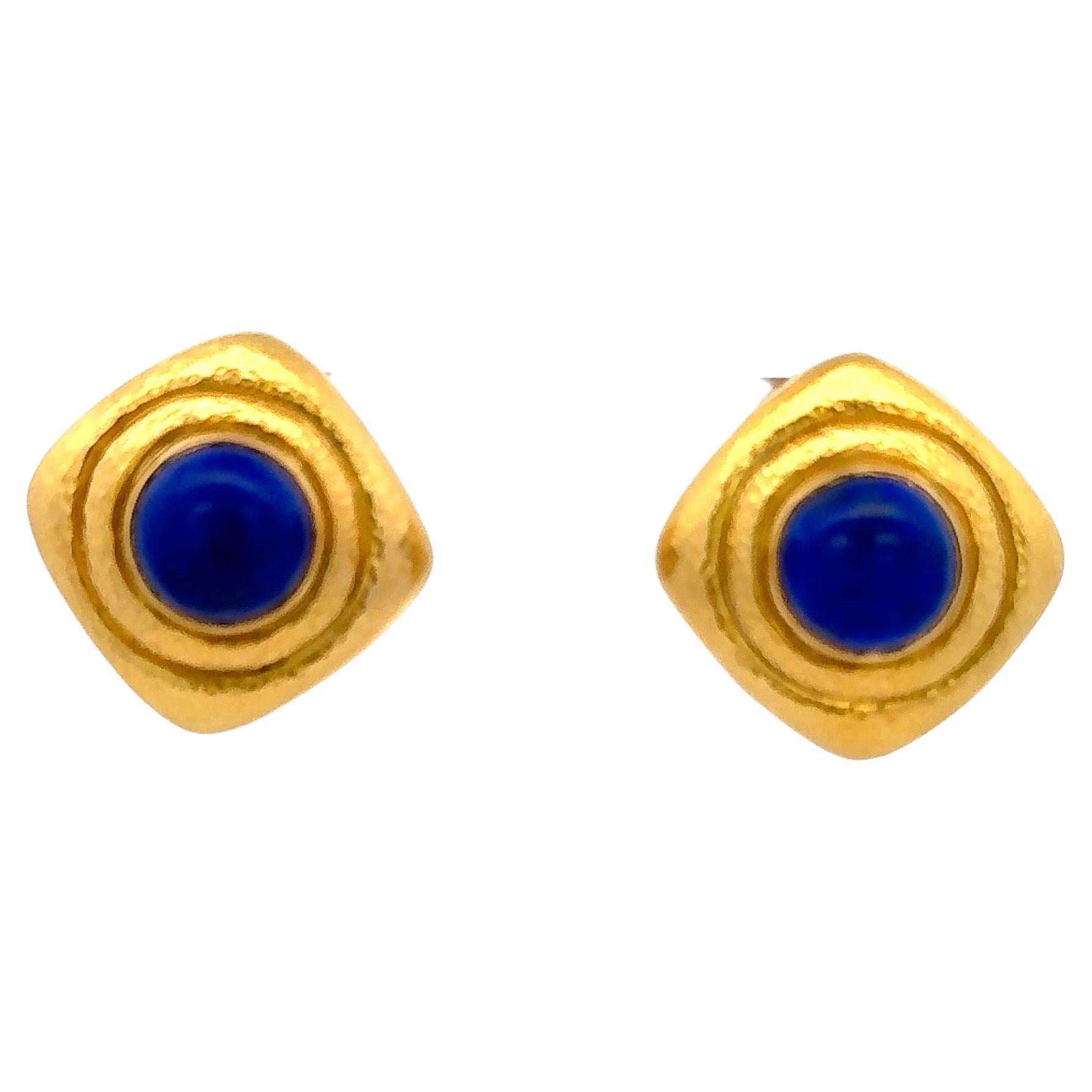 Zolotas Lapislazuli-Ohrstecker mit Clip aus 22 Karat Gelbgold 21,6 Gramm im Angebot