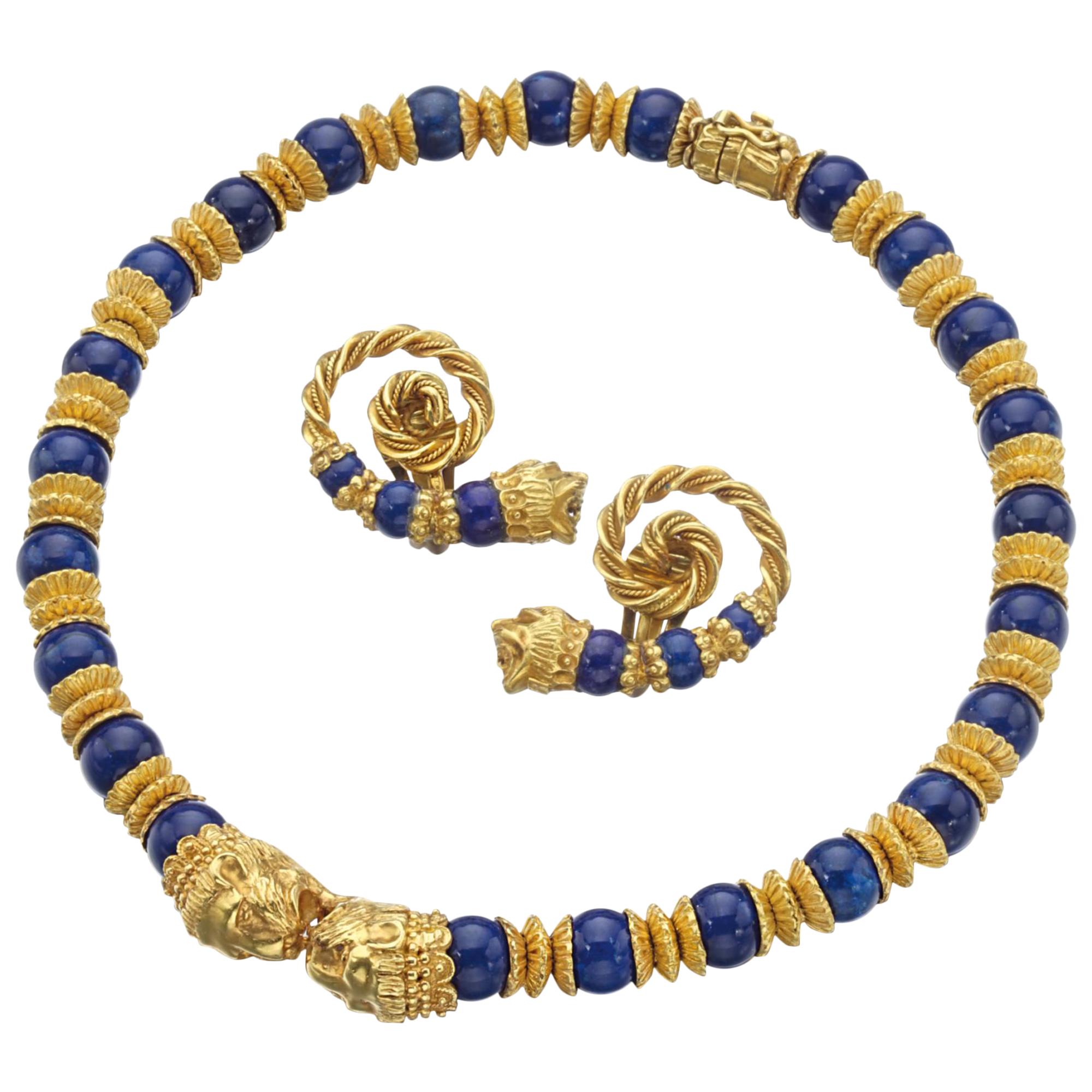 Zolotas Lapis Lazuli and Gold Demi-Parure