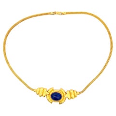 Zolotas Lapislazuli-Halskette mit Anhänger 22 Karat Gelbgold 40.9 Gramm 